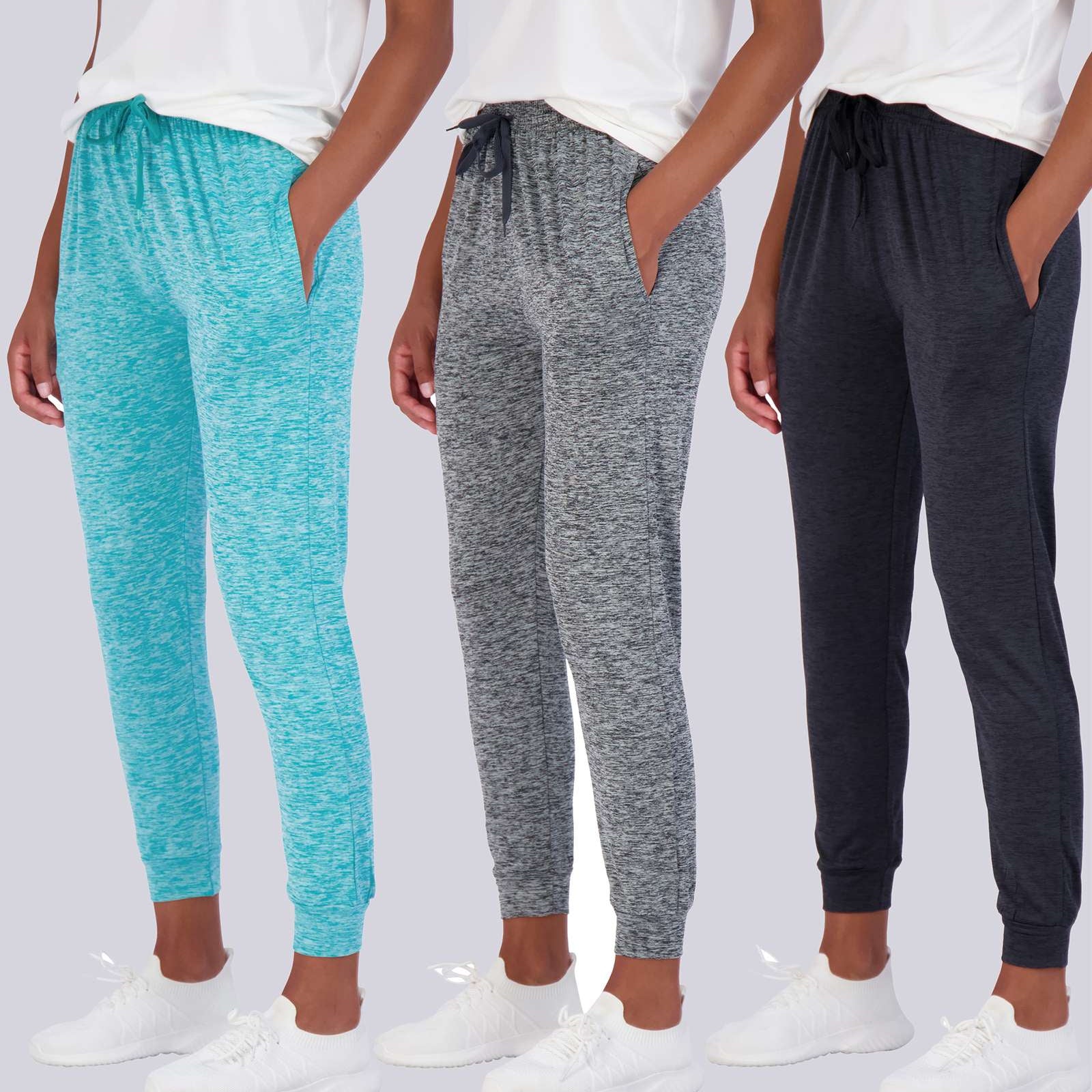 3 Pack: Womens Dry-Fit Active Joggers