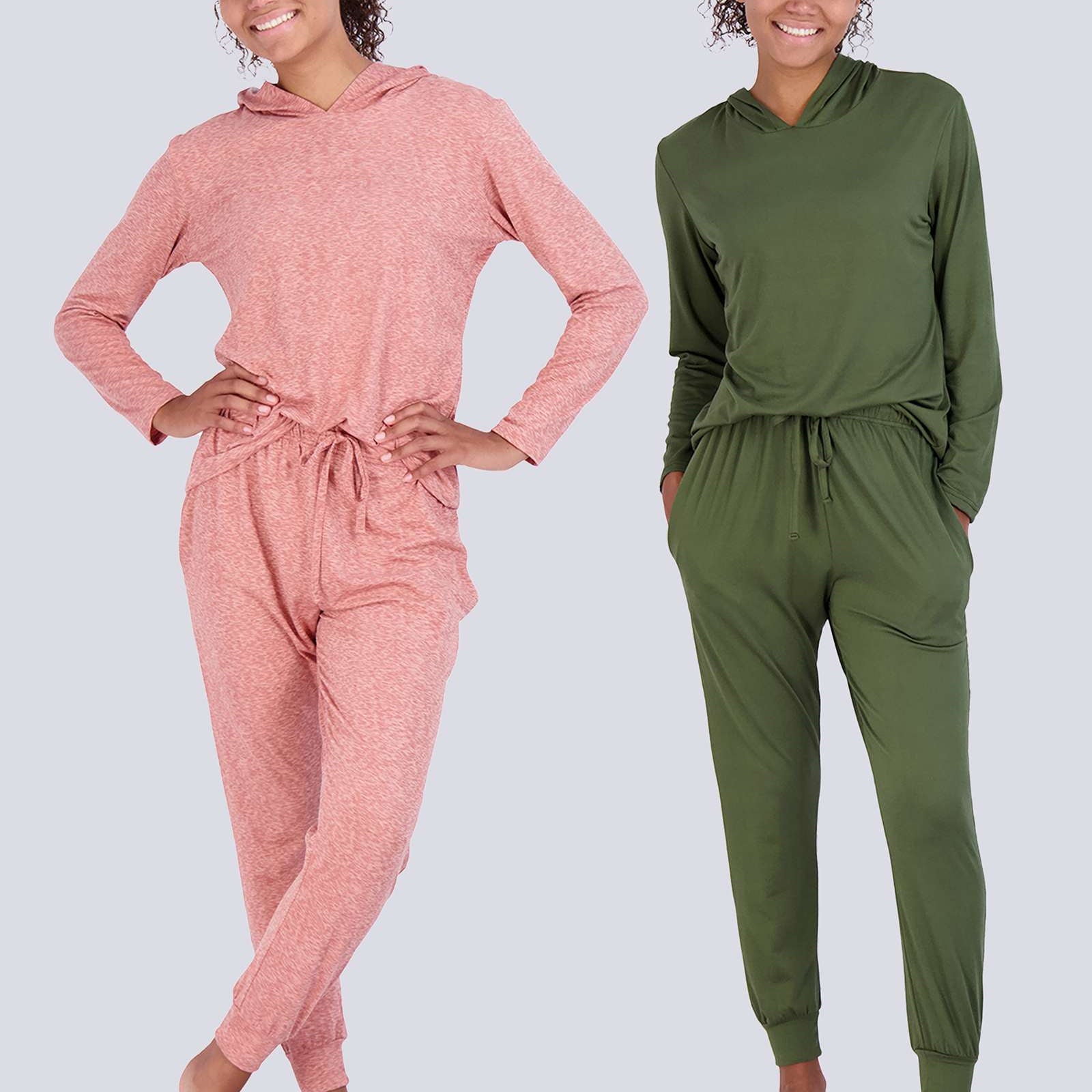 4 Piece: Womens Long Sleeve Henley & Jogger Lounge Pajama Set