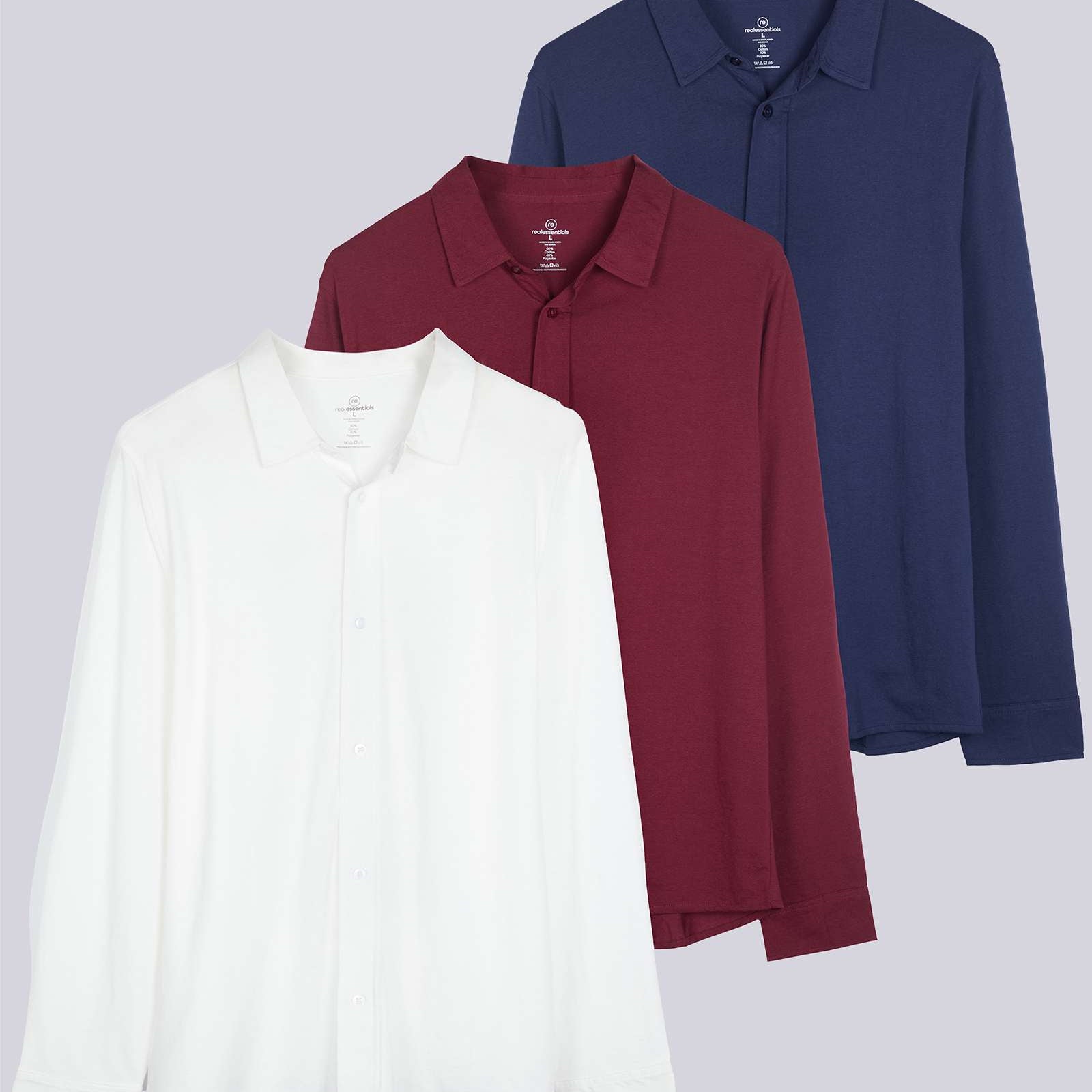 3 Pack: Men's Long Sleeve Button Down Shirt