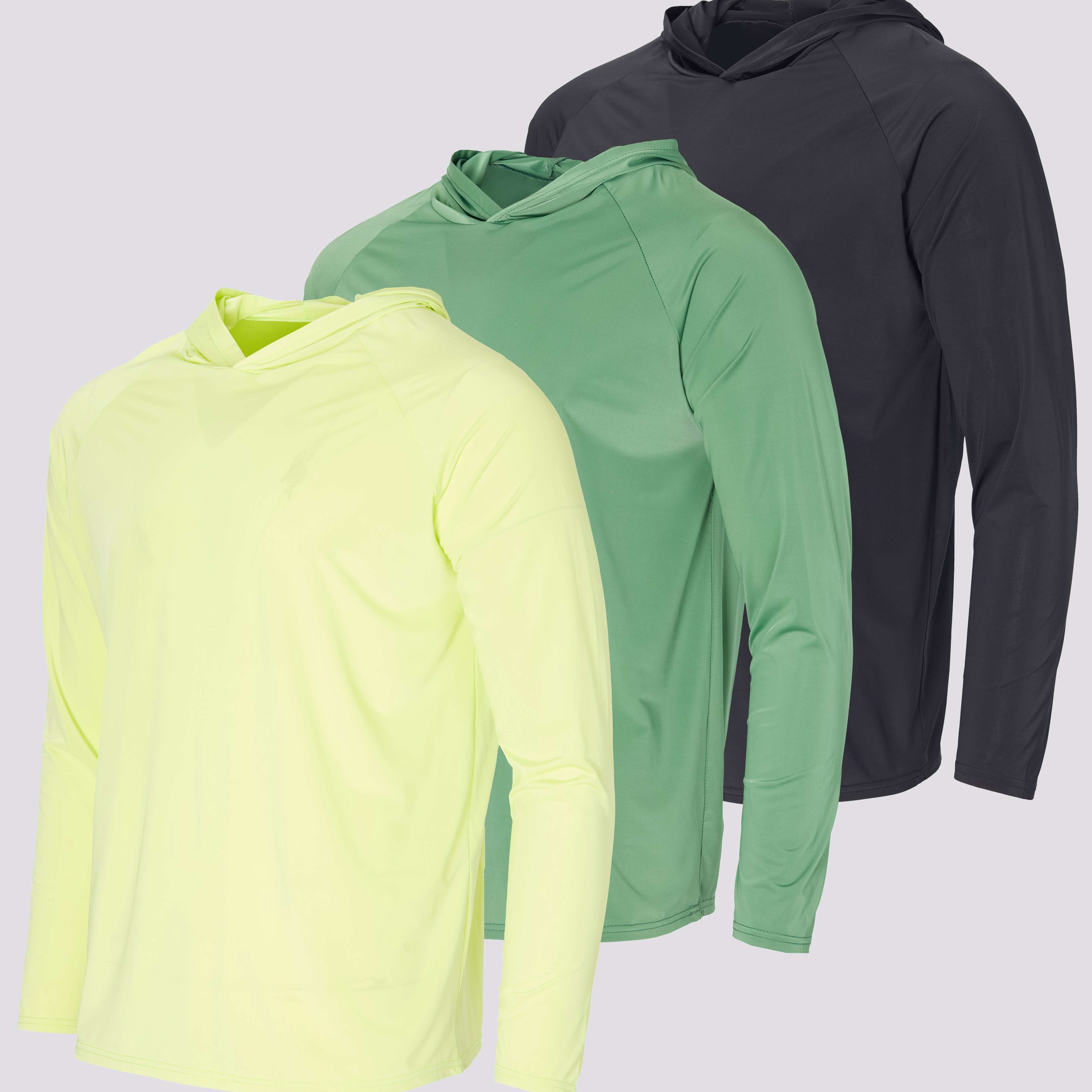 3 Pack: Men's Rash Guard Hoodie (Available In Big & Tall)