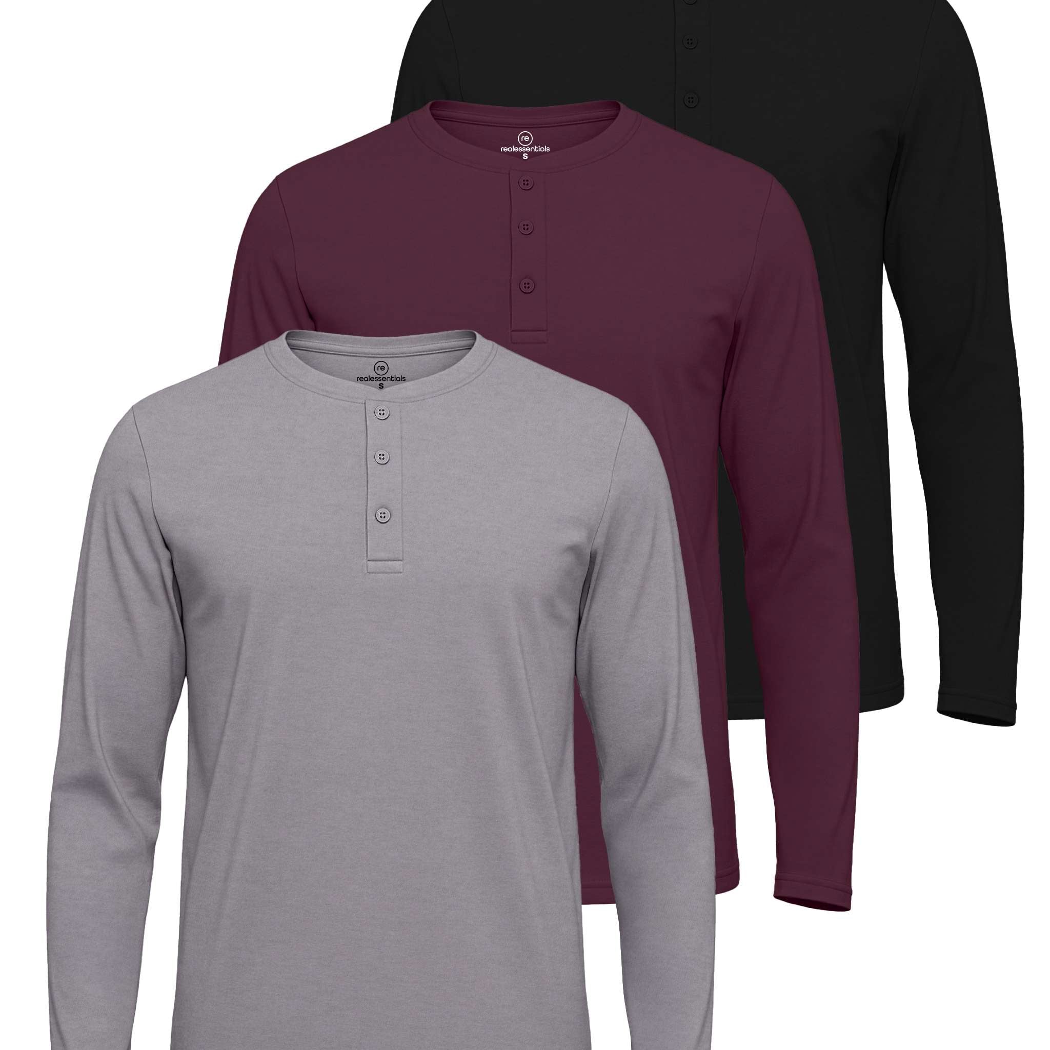3 Pack: Mens Cotton Short Sleeve Henley T-Shirt