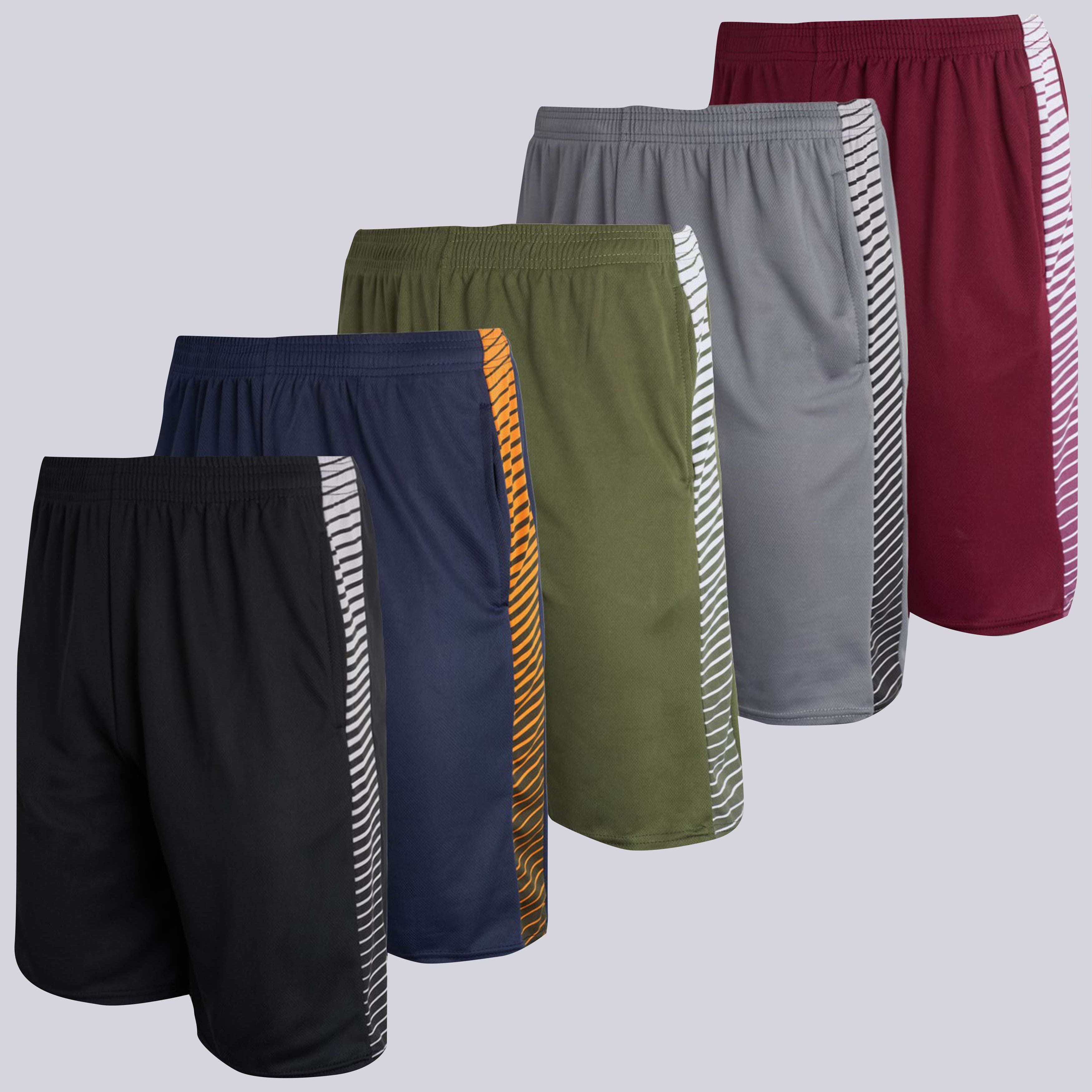 5 Pack: Men's Mesh Athletic Gym Shorts
