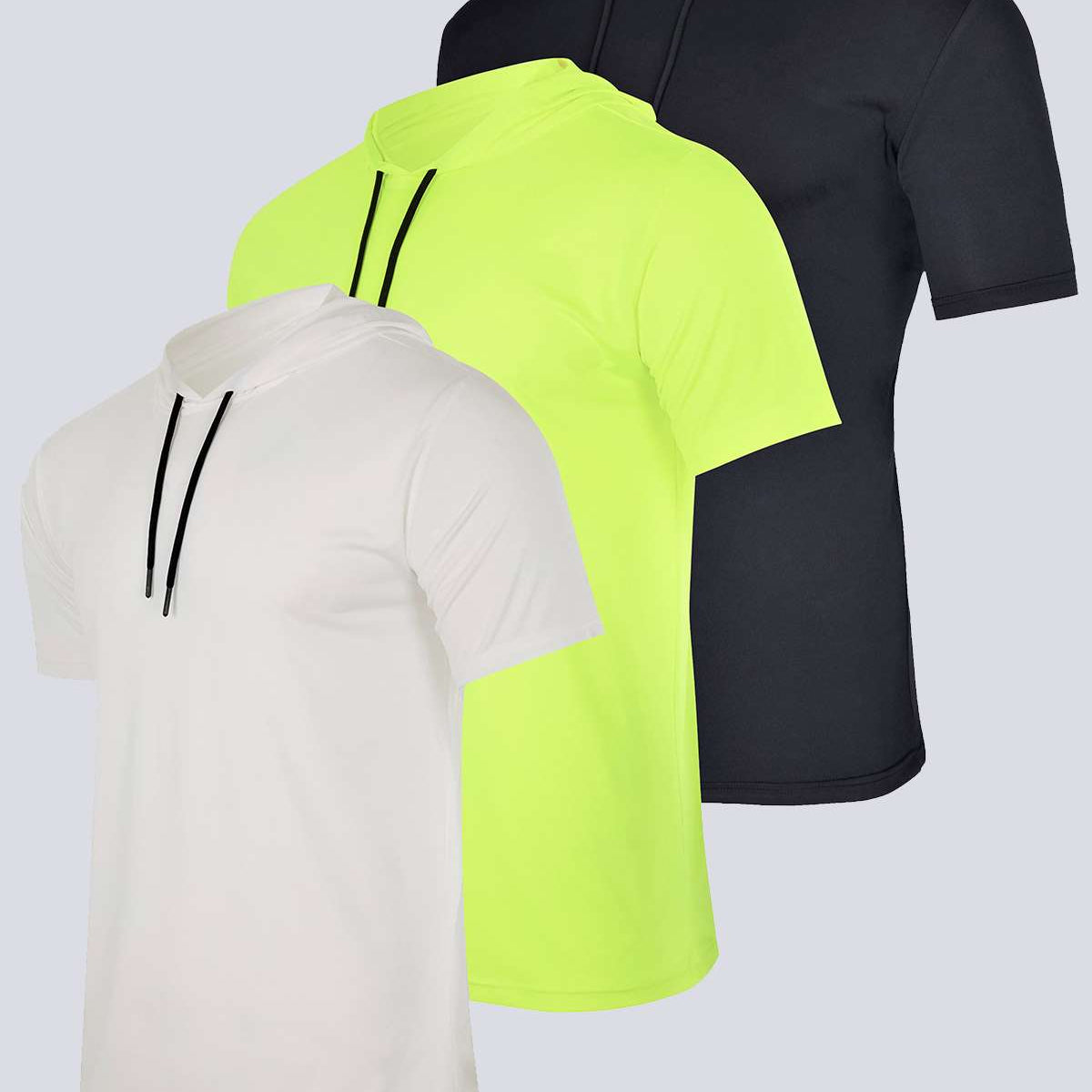 3 Pack: Mens Dry Fit Short Sleeve Active Hoodie Pullover (Available In Big & Tall)