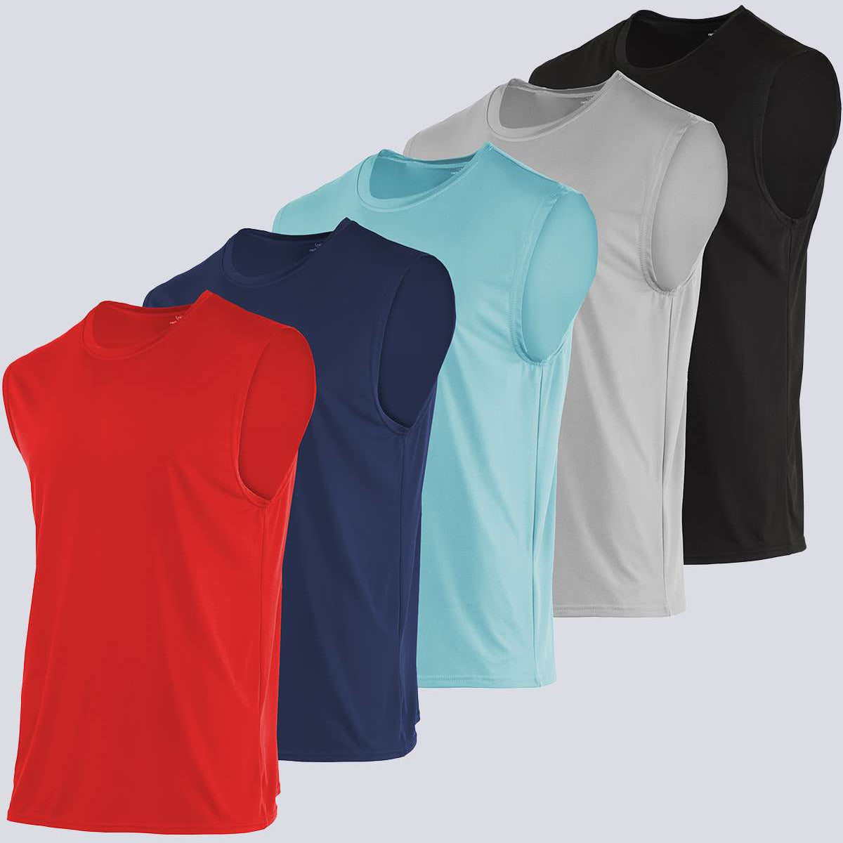 5 Pack: Mens Dry-Fit Active Tech Tank Top