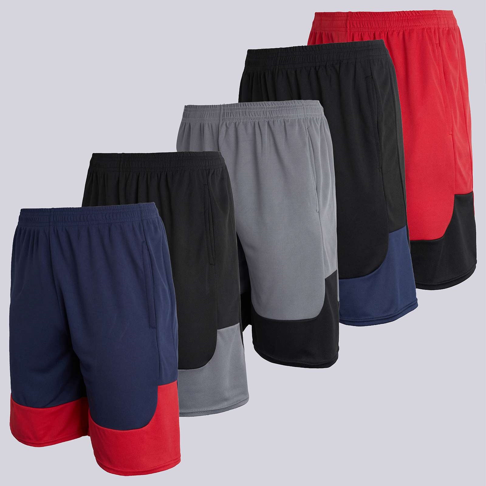 5 Pack: Boys Mesh Active Performance Shorts