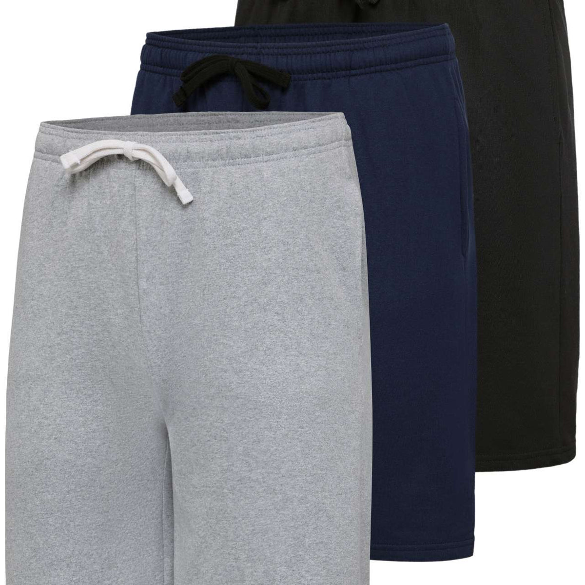 Real Essentials 3 Pack: Men’s 9" Cotton Fleece Sweat Short – Casual Gym, Lounge & Sleep Shorts with Pockets