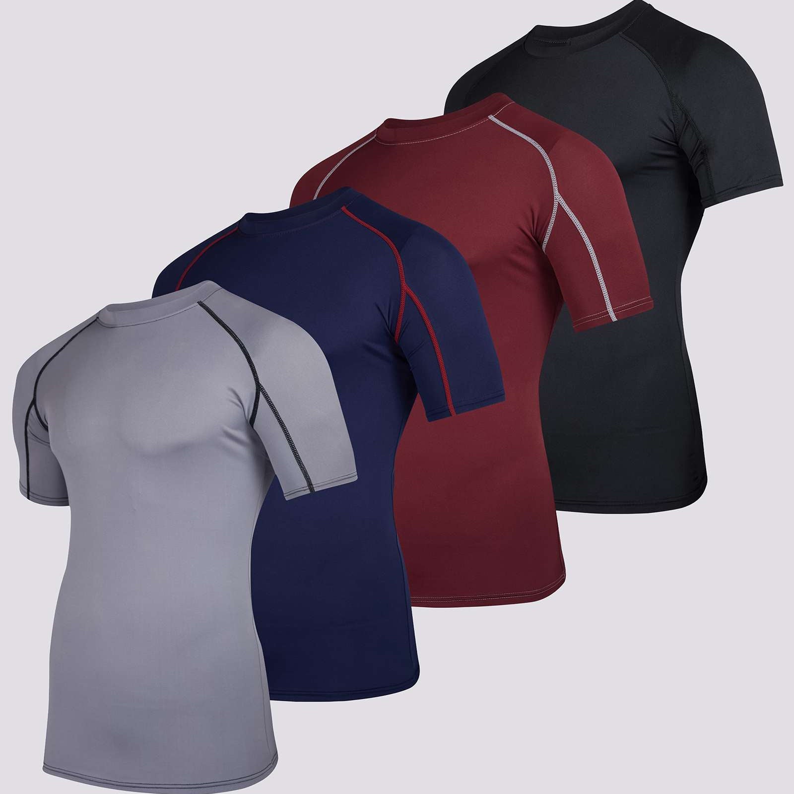 4 Pack: Mens Short Sleeve Compression Shirt