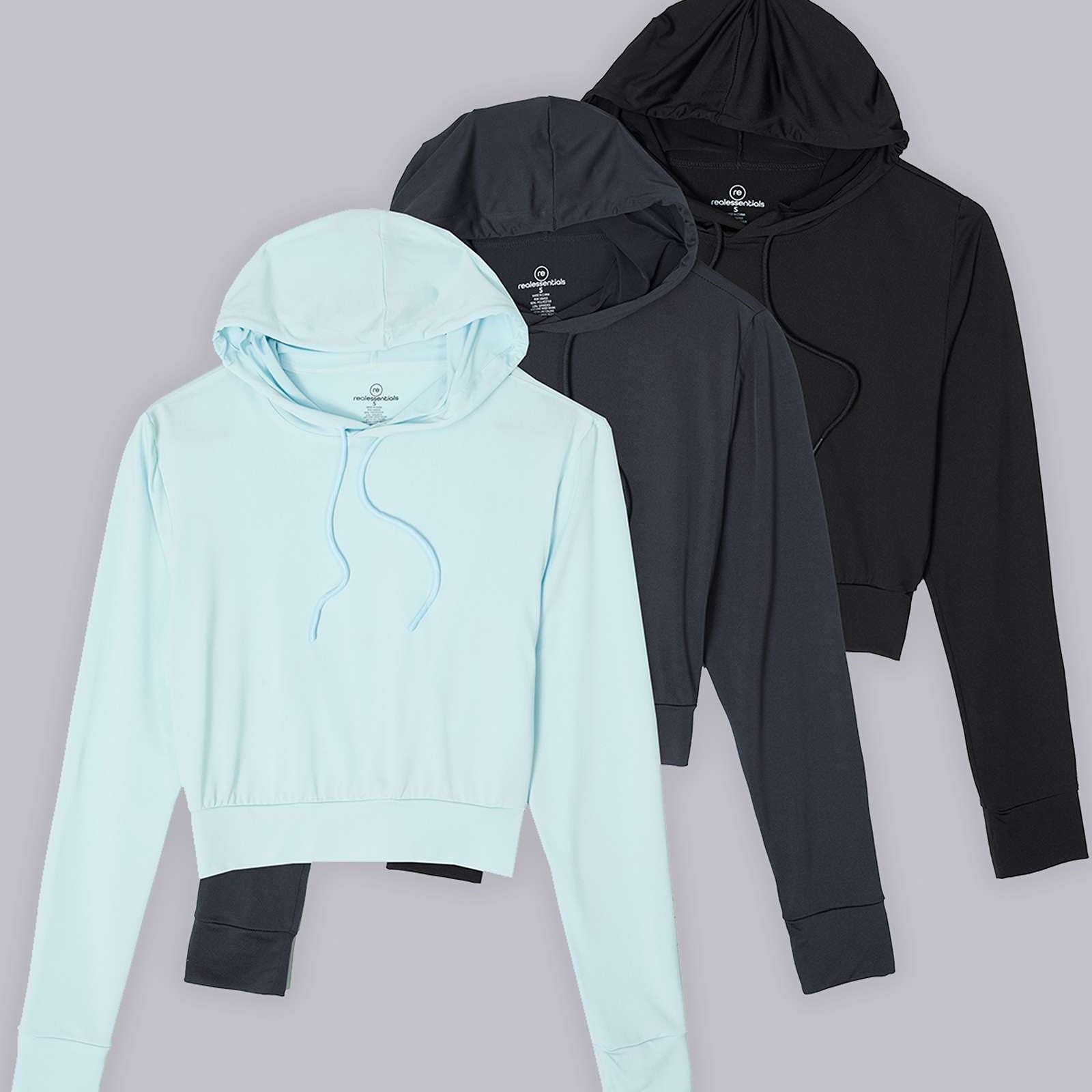 3 Pack: Women's Long Sleeve Cropped Hoodie