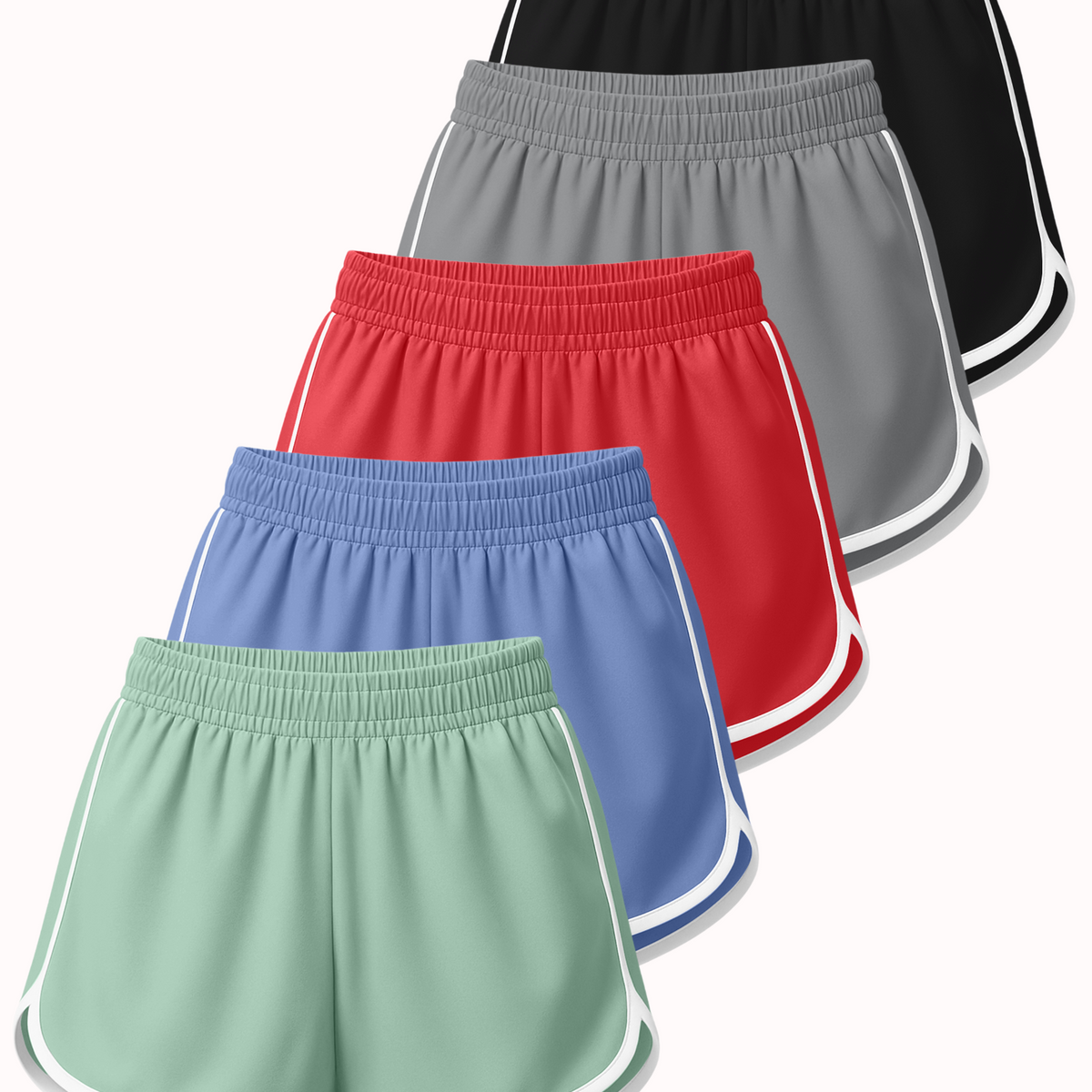 Real Essentials 5 Pack Women's Dry Fit Dolphin Shorts Athletic Running Workout Gym Hiking - Set 8