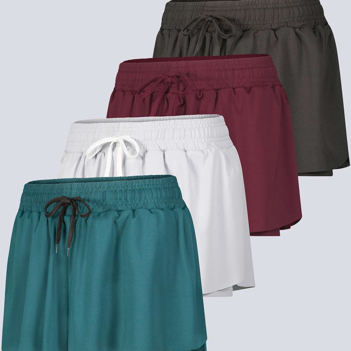 4 Pack: Womens Flowy Dry Fit Running Short - Gym Yoga Workout Summer Shorts (Available In Plus Size)