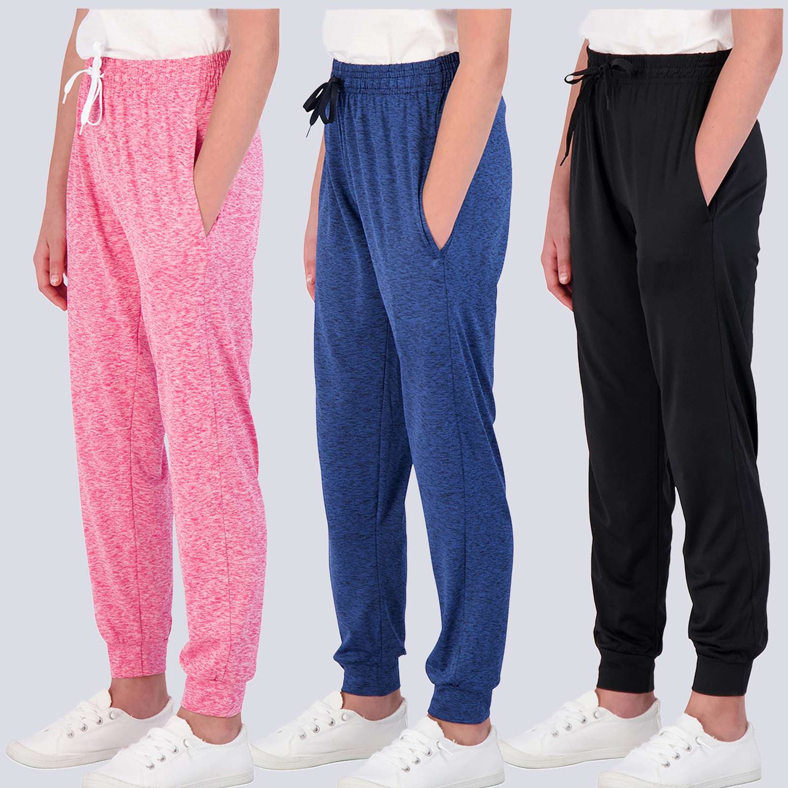 3 Pack: Girls Dry-Fit Active Jogger Sweatpants