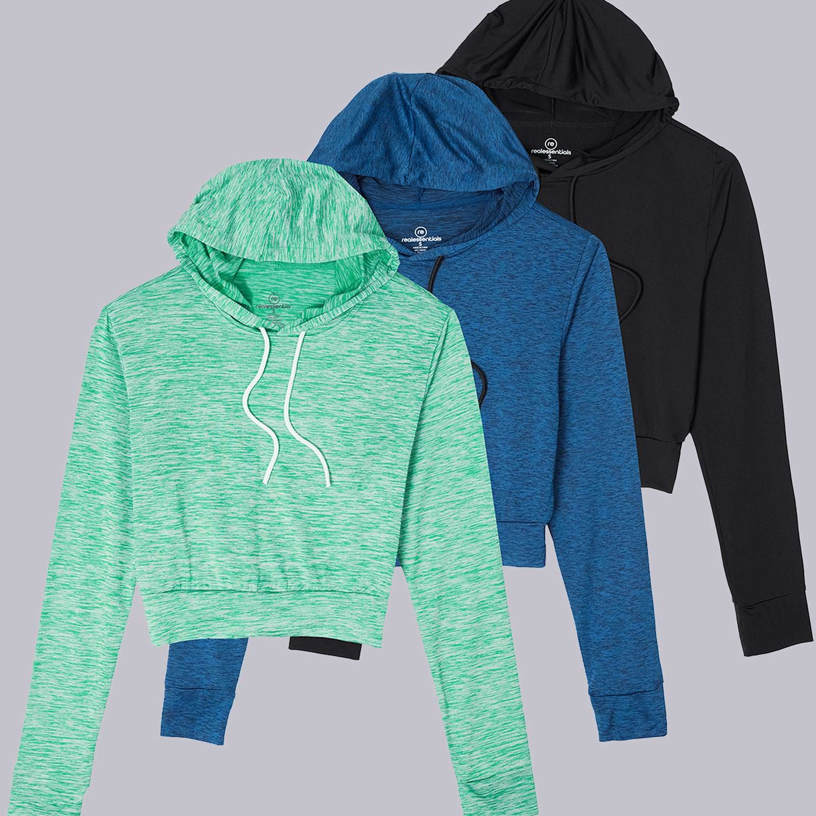 3 Pack: Women's Long Sleeve Cropped Hoodie