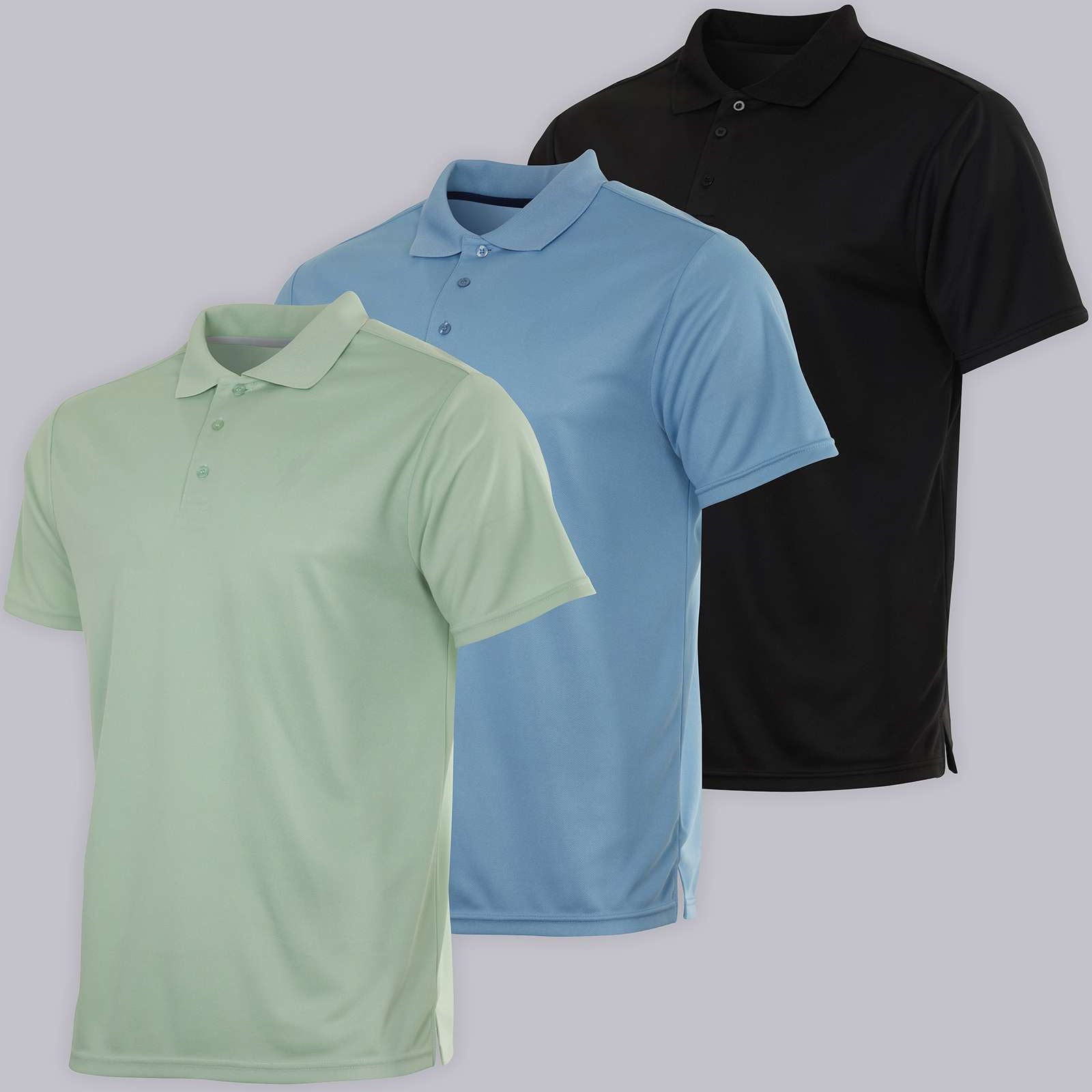 3 Pack: Mens Quick-Dry Short Sleeve Performance Polo Shirt