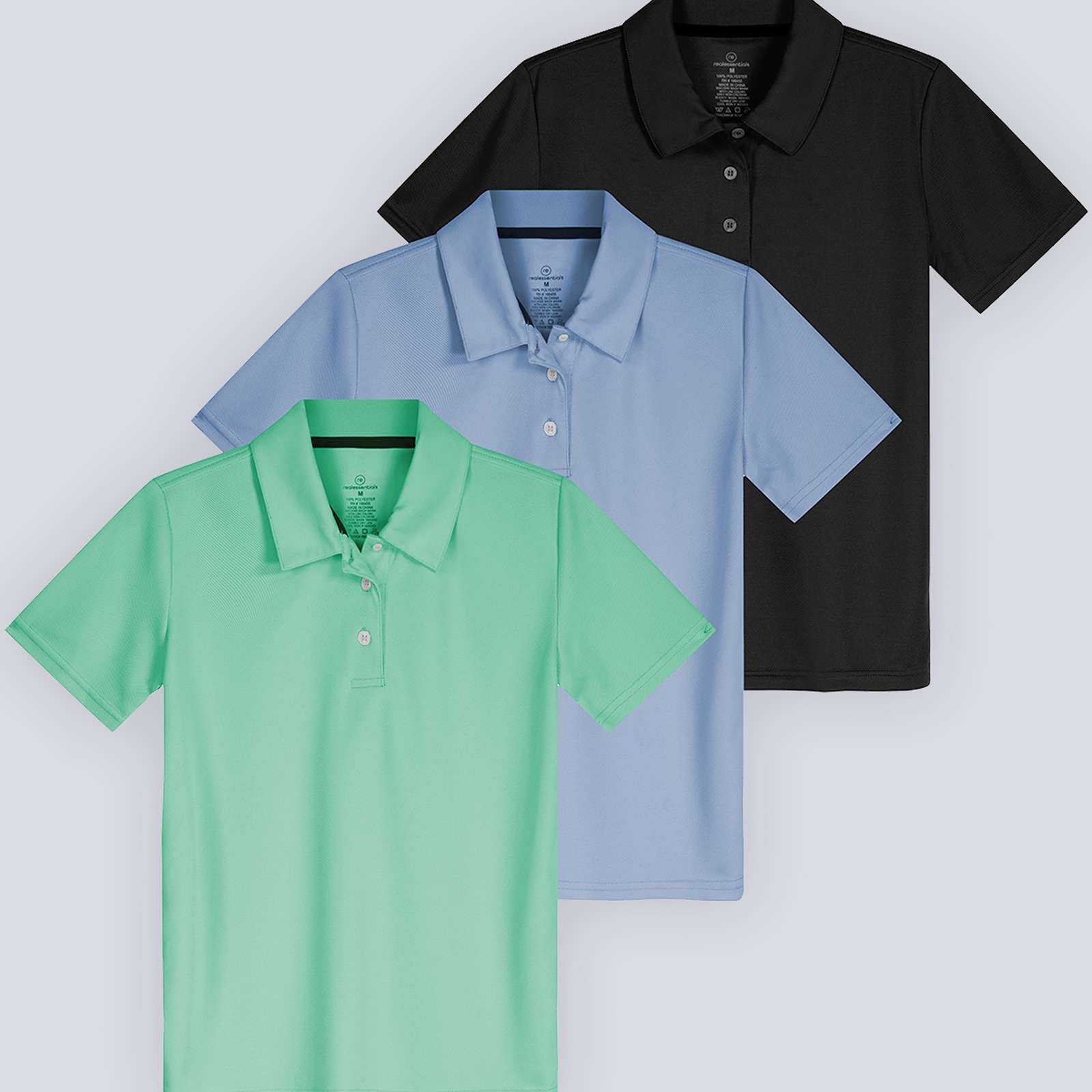 3 Pack: Girls' Short Sleeve Performance Polo