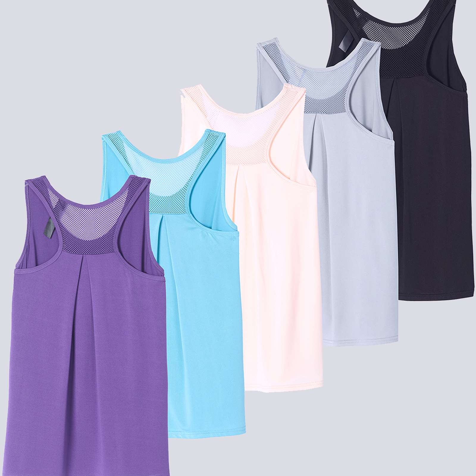 5 Pack: Women's Racerback Workout Tank Top