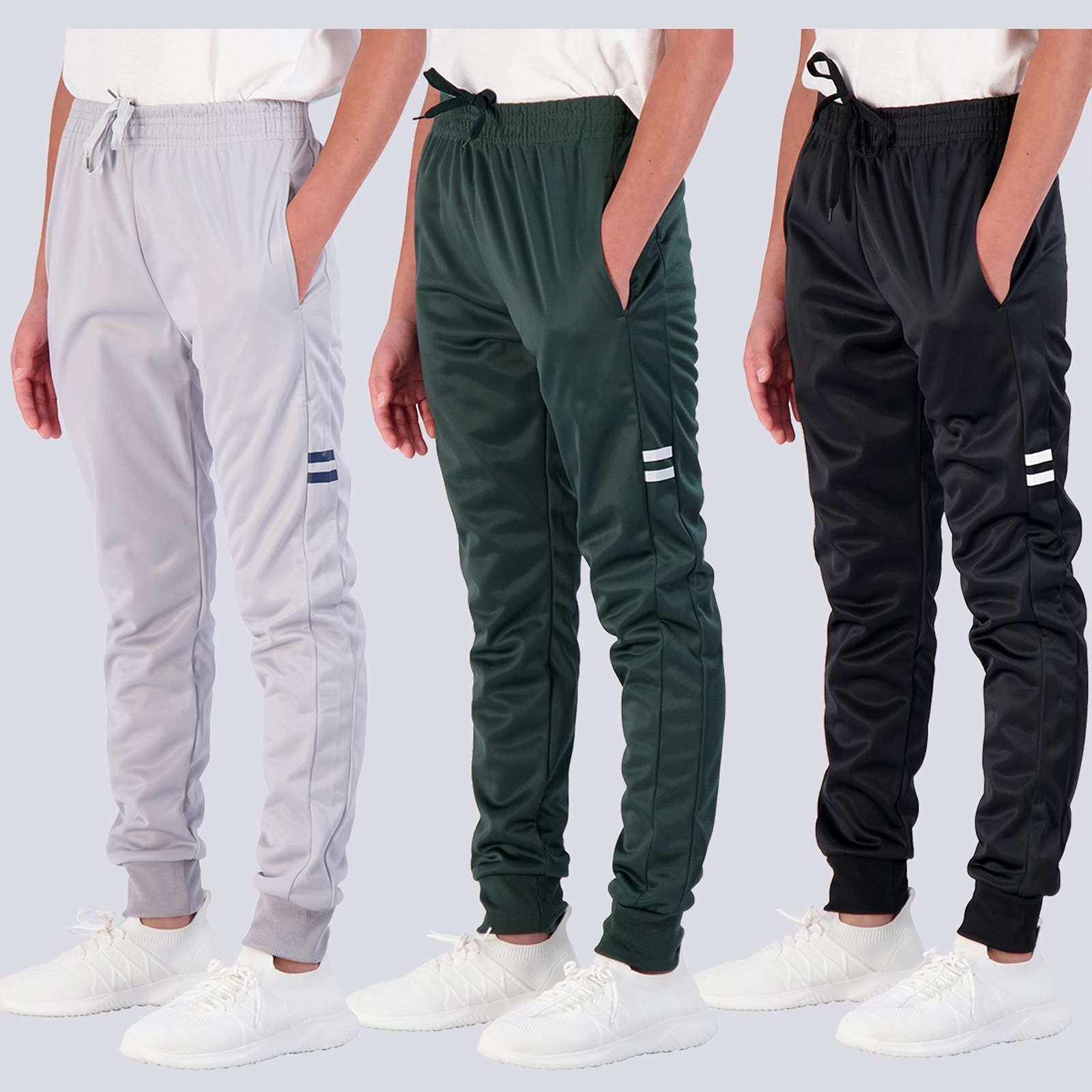 3 Pack: Boys Active Fleece-Lined Tricot Jogger Sweatpants