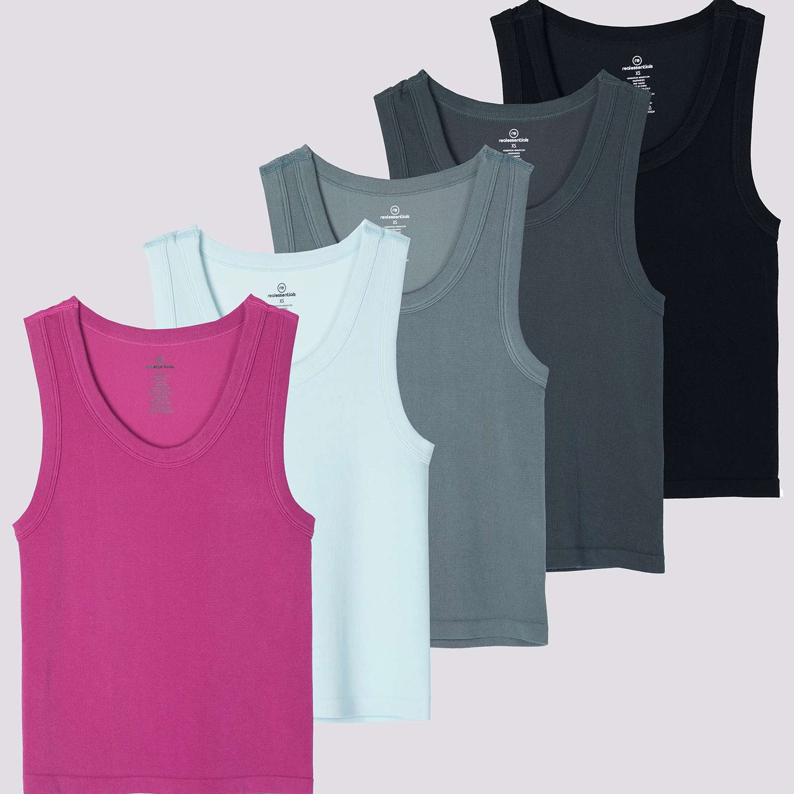 5 Pack: Women's Seamless Ribbed Cropped Tank Top