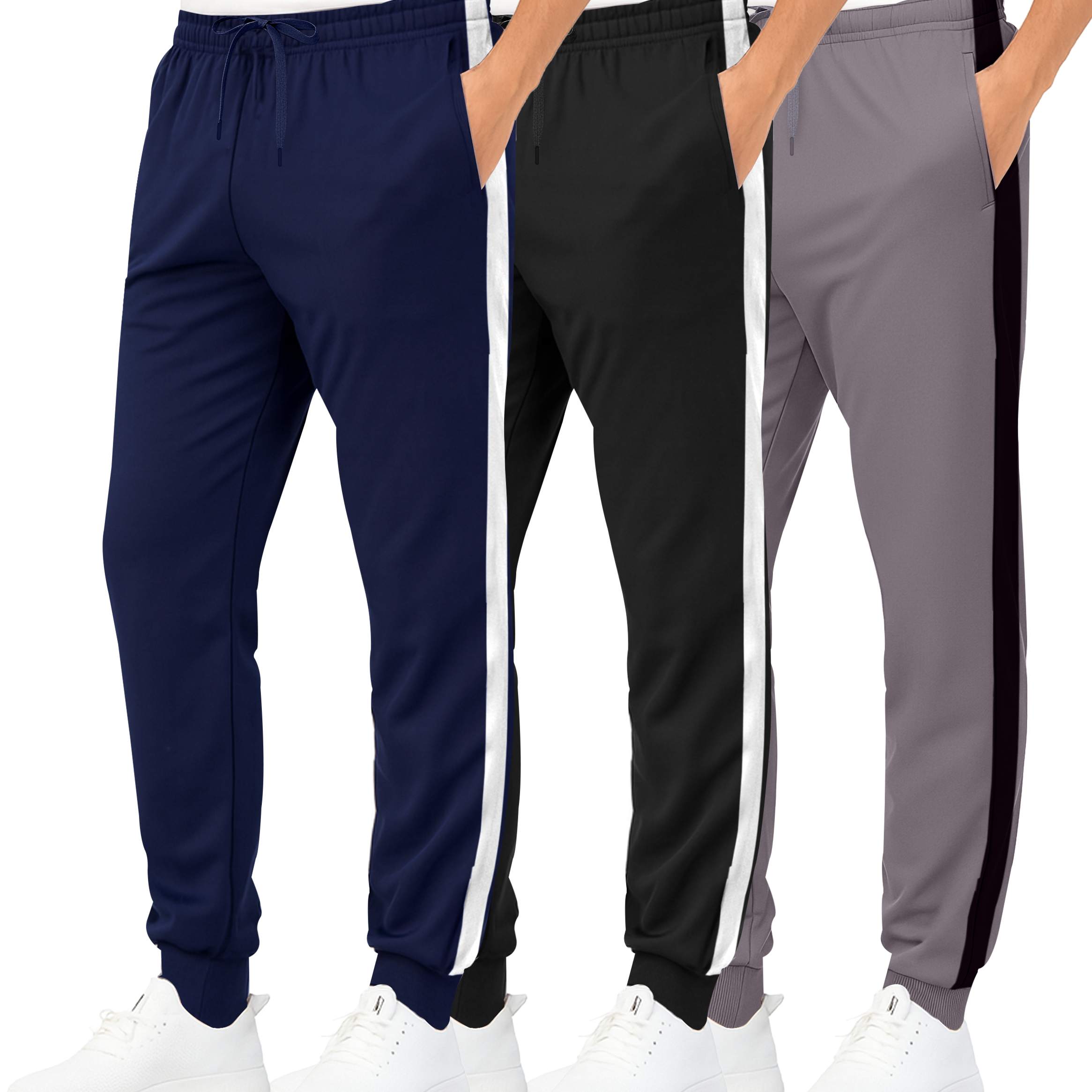 3 Pack: Boys Active Fleece-Lined Tricot Jogger Sweatpants