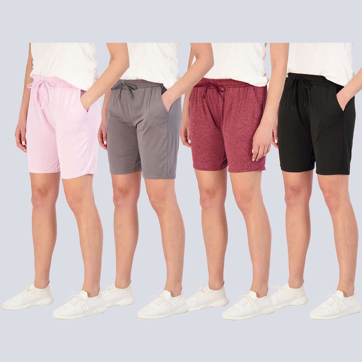4 Pack: Womens Dry-Fit 7" Bermuda Shorts