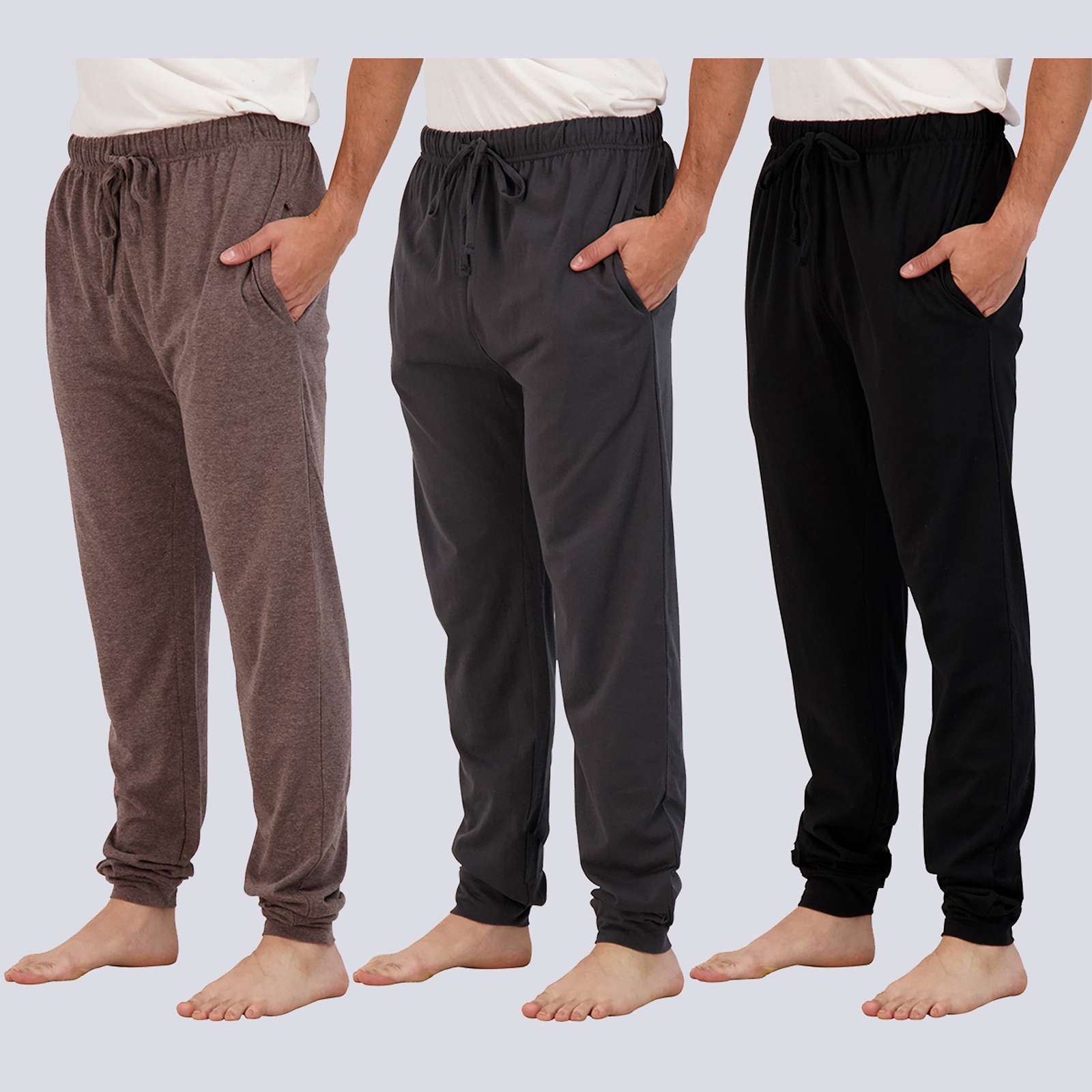 3 Pack: Mens Cotton Sleep Lounge Joggers