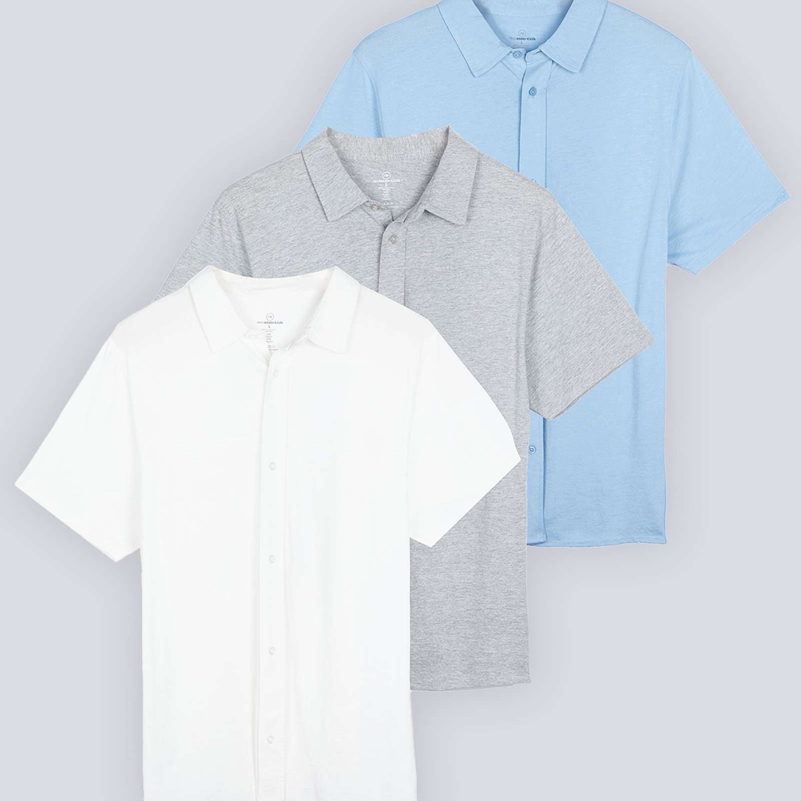 3 Pack: Men's Regular Fit Short Sleeve Button Down Shirt (Available in Big & Tall)