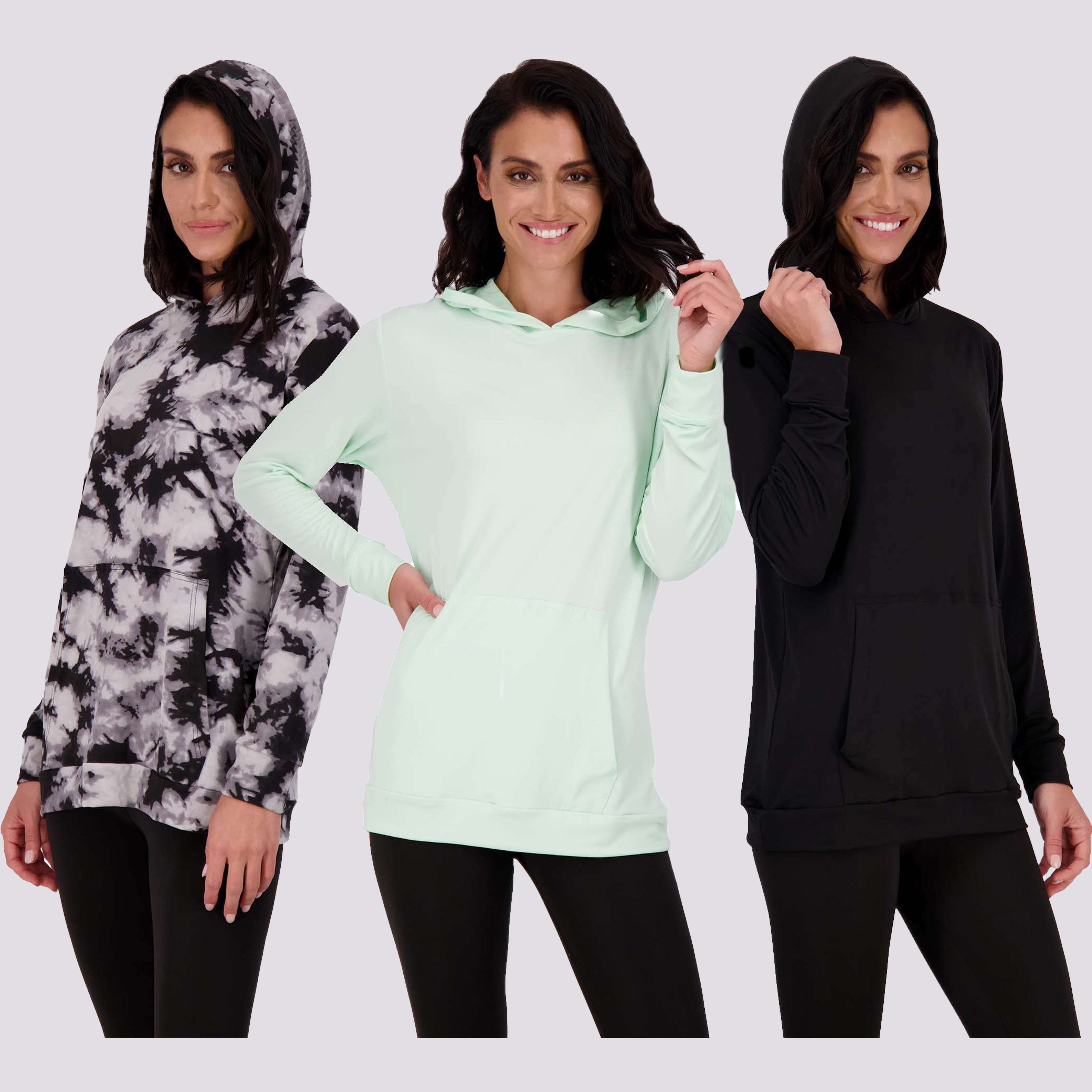 3 Pack: Womens Super-Soft Lounge Hoodie Pullover Sweatshirt
