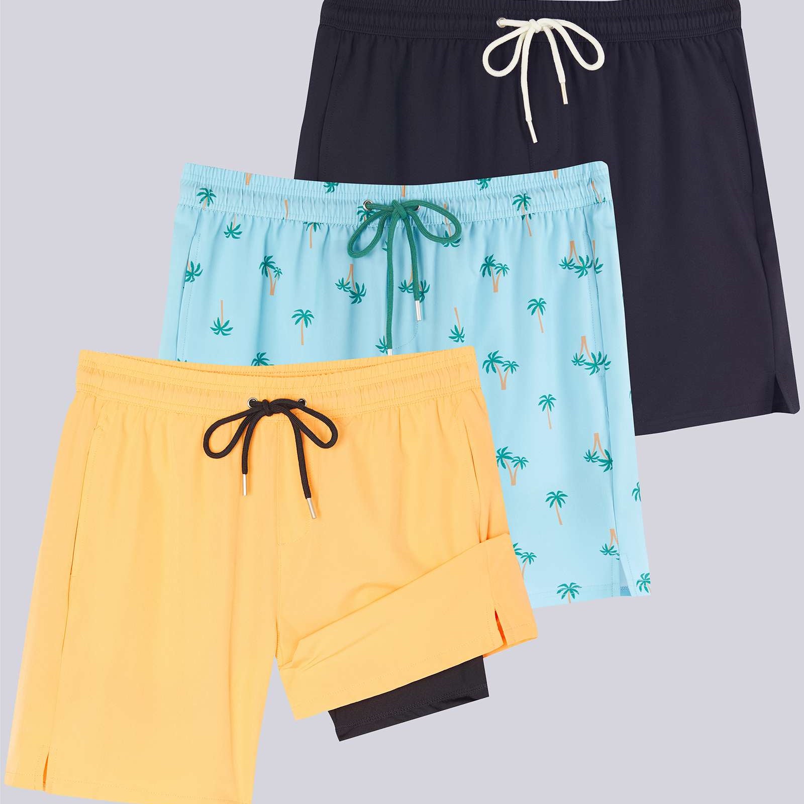 3 Pack: Men's 7" 2-in-1 Swim Trunks with Compression Liner