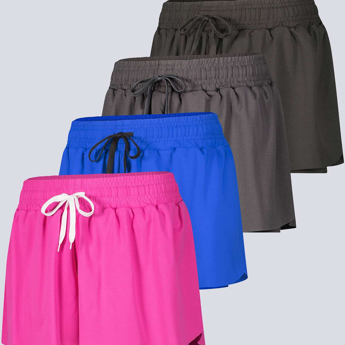 4 Pack: Womens Flowy Dry Fit Running Short - Gym Yoga Workout Summer Shorts (Available In Plus Size)