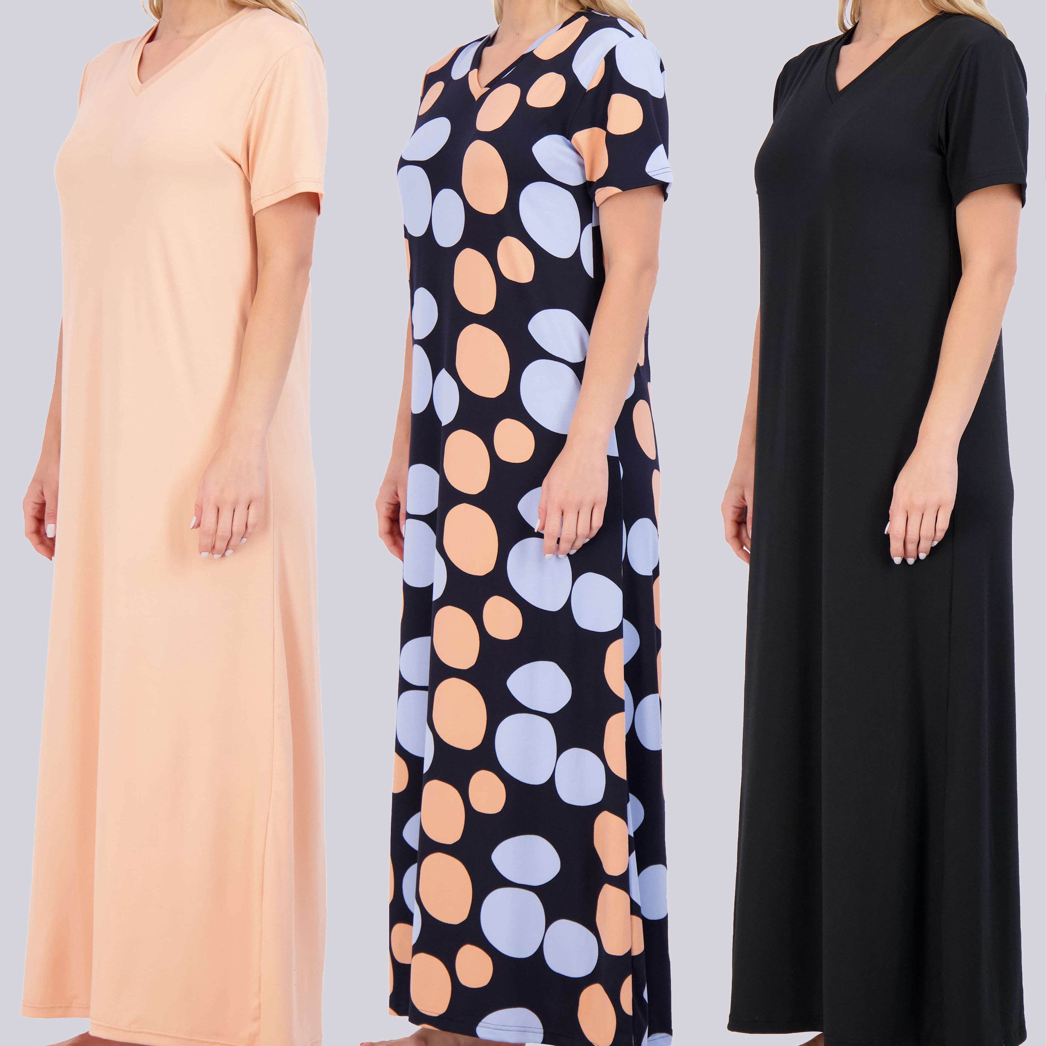 3 Pack: Women's Soft Maxi Nightshirt (Available in Plus Size)