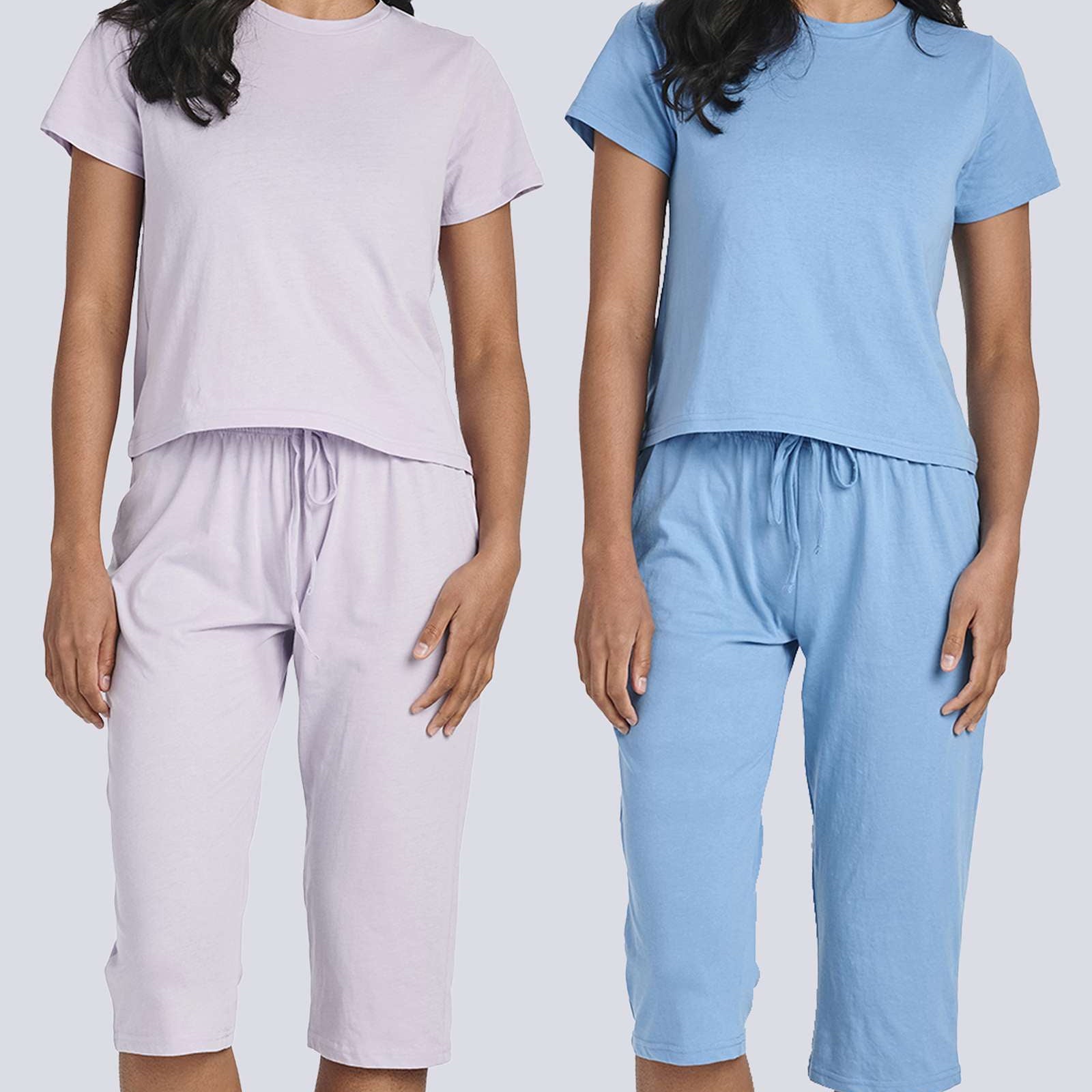 2 Pack: Women's Cotton Pajamas with Capri Pants