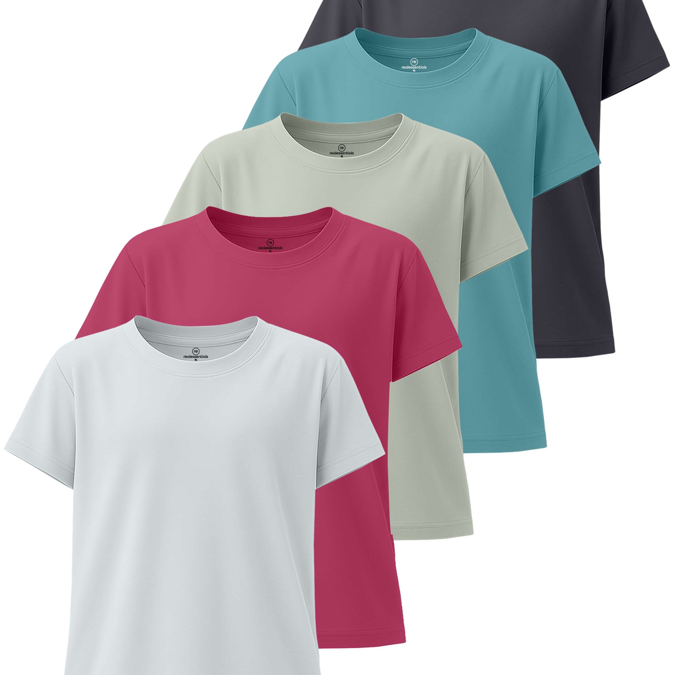 4 Pack: Girls Short Sleeve Dry-Fit Crew Neck Active T-Shirt