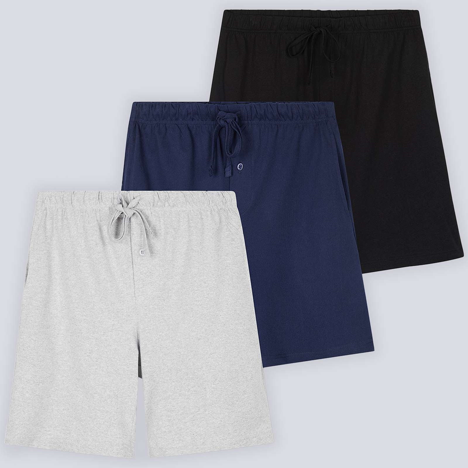 3 Pack:Mens Cotton Sleep Pajama Lounge Shorts