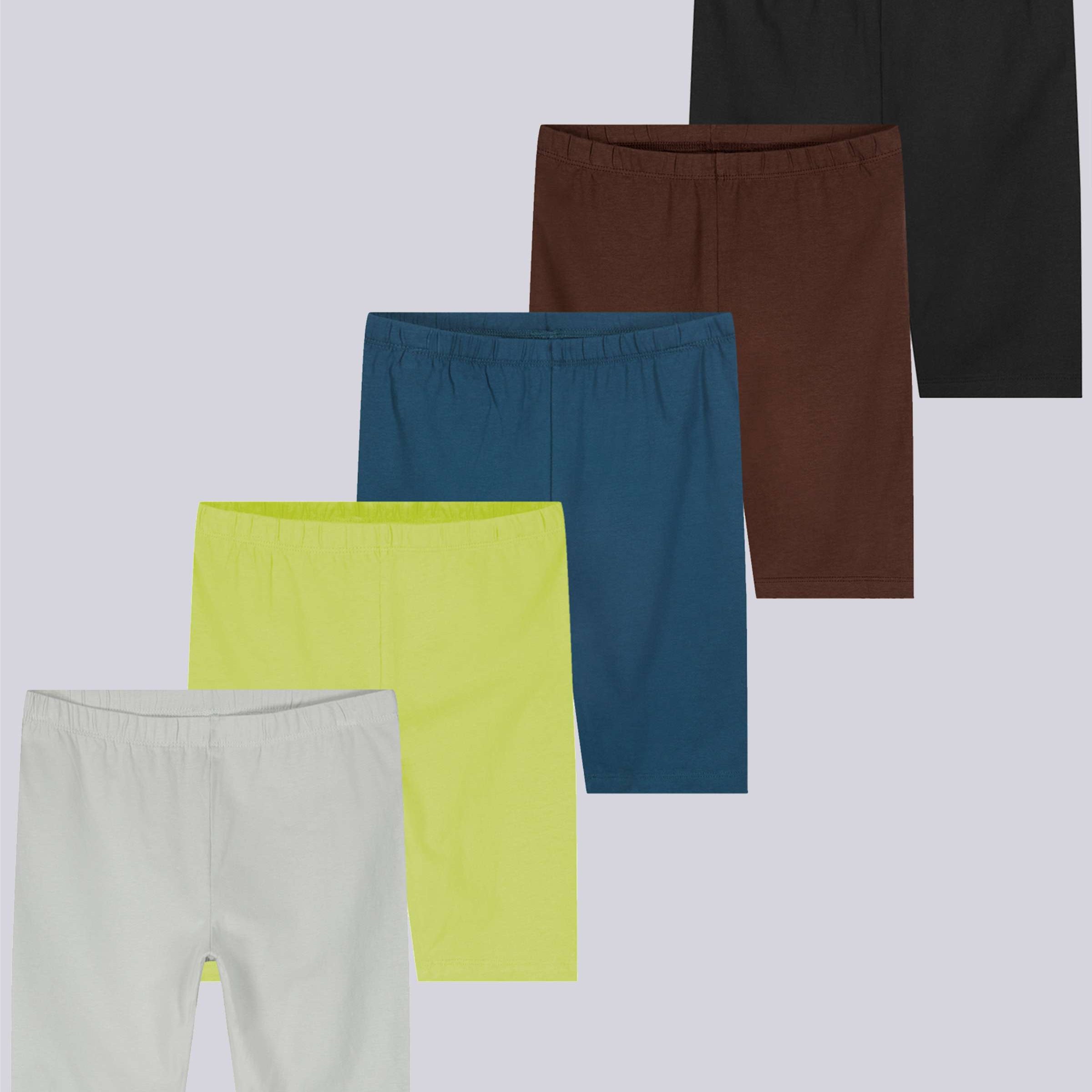 5 Pack: Girls' Cotton Spandex Biker Shorts