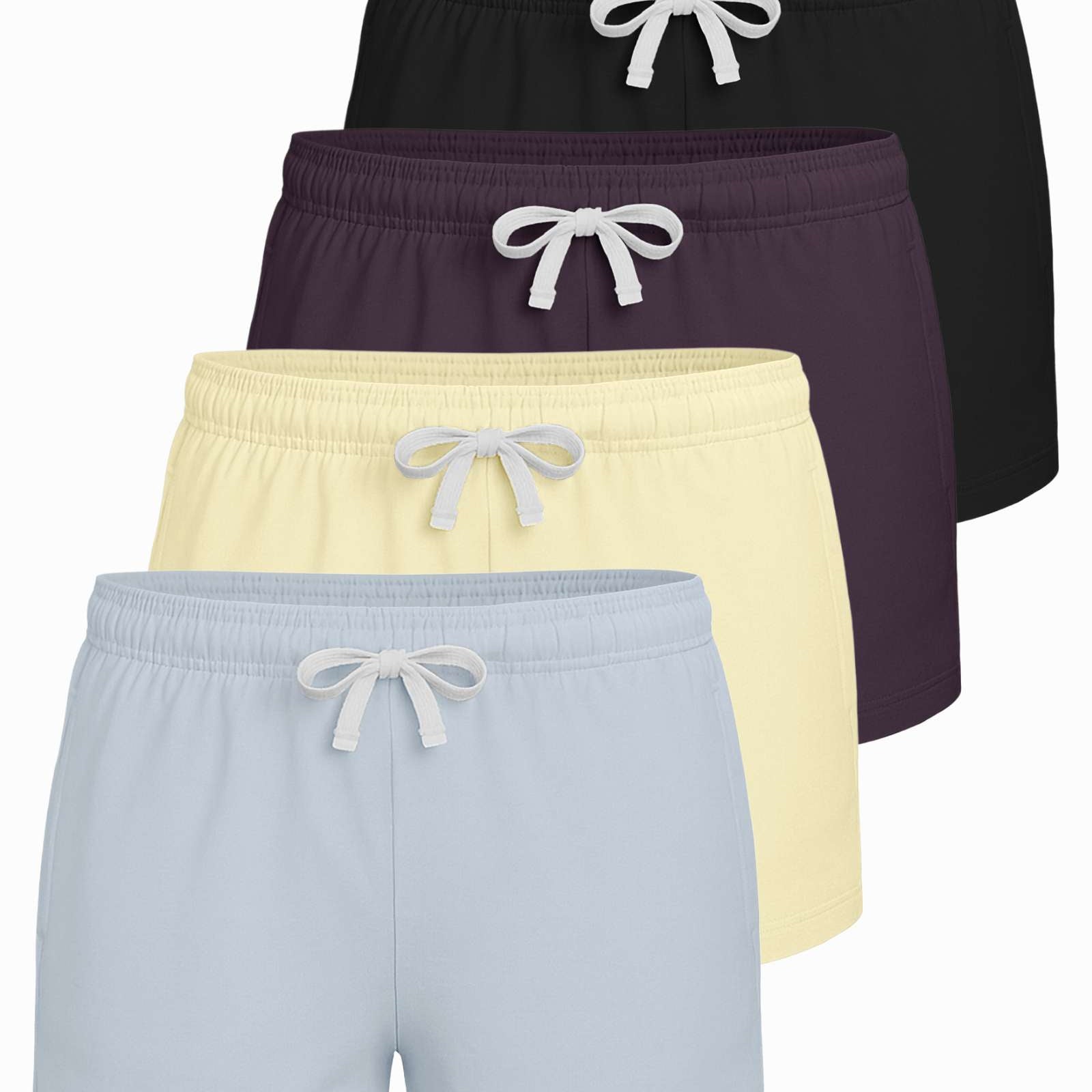 Real Essentials 4 Pack: Girls French Terry Lounge Shorts – Ultra Soft Pull-On Gym, Camp, Sports & Everyday Shorts