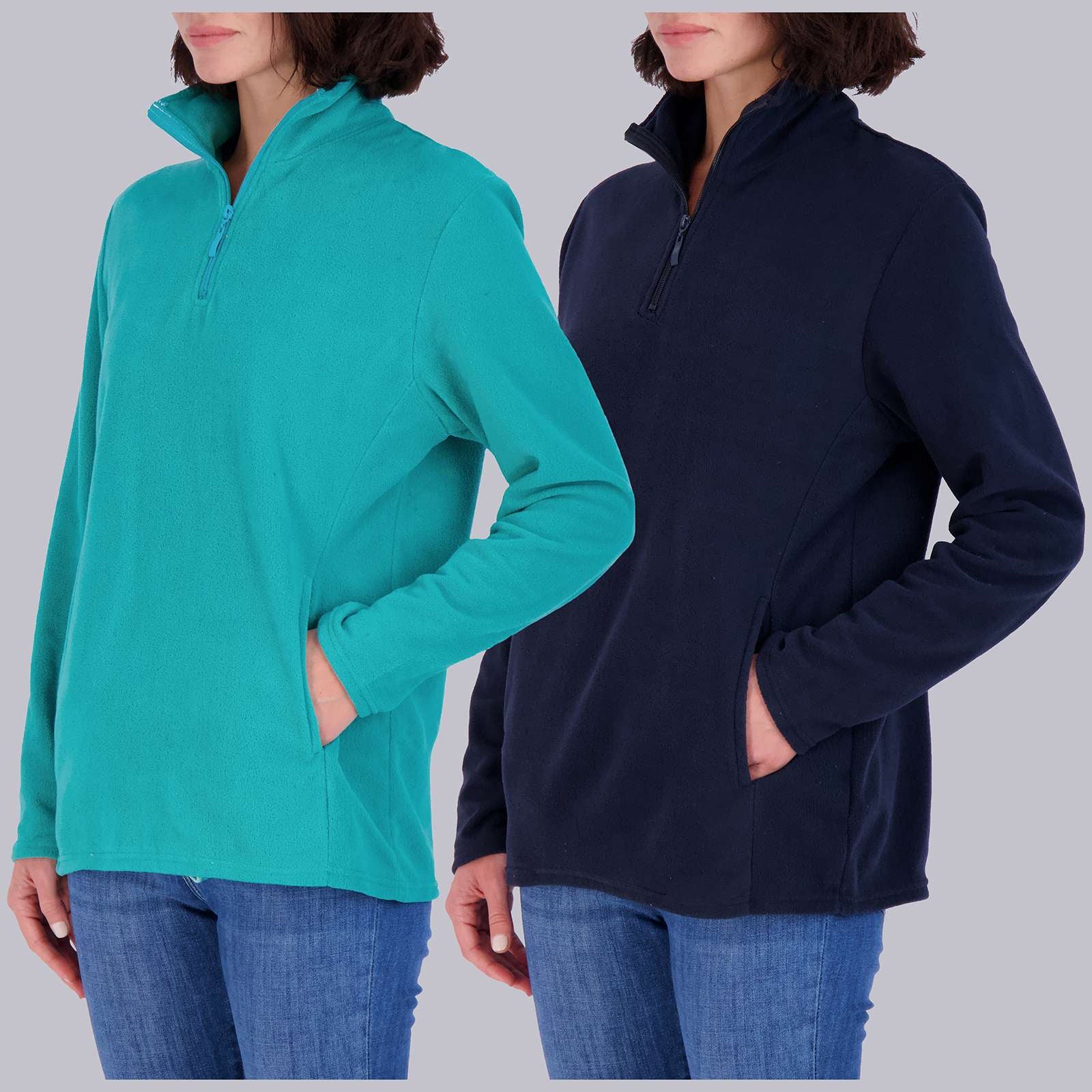 2 Pack: Women's Polar Fleece Long-Sleeve Quarter Zip Winter Jacket (Available in Plus Size)