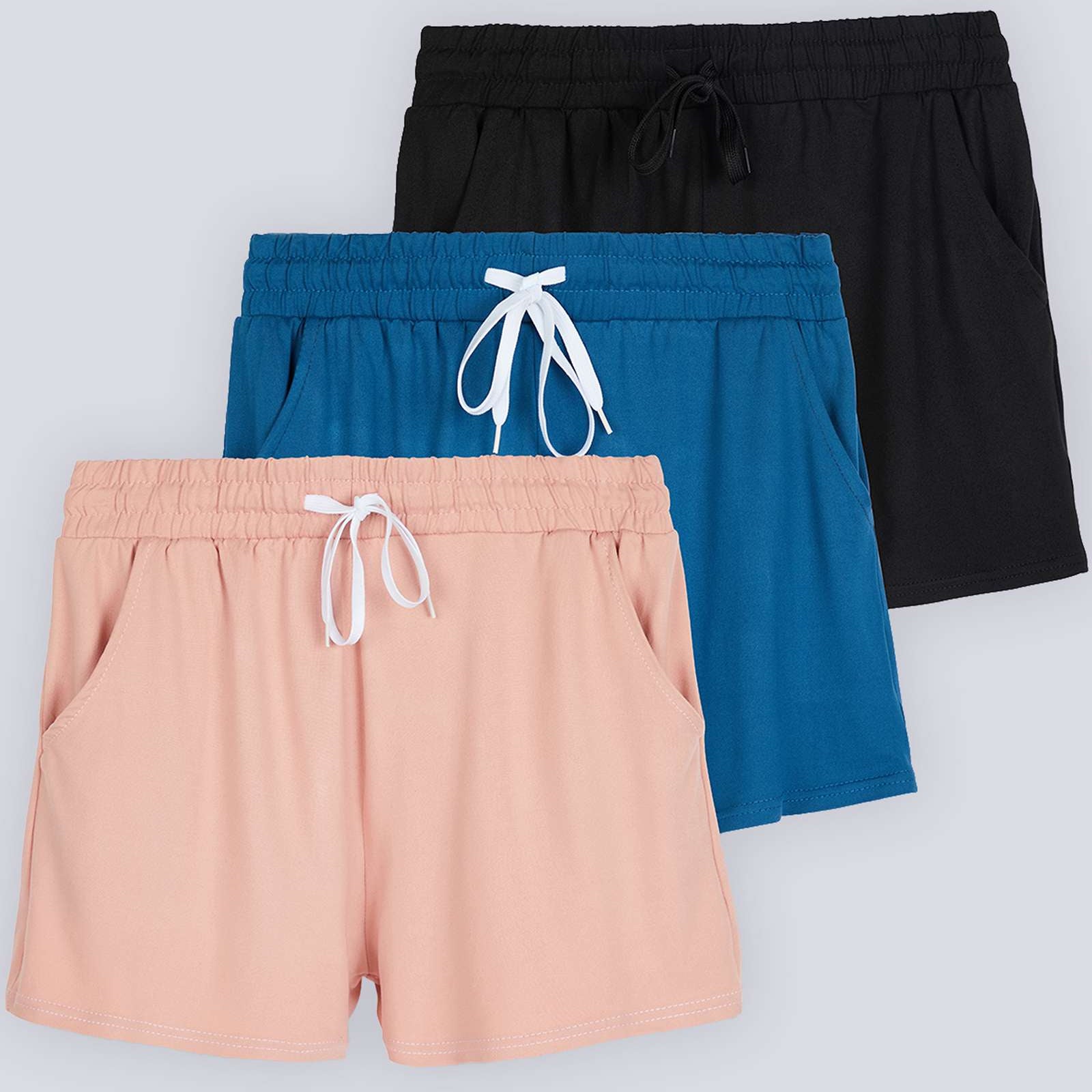 3 Pack: Girls' Lounge Comfy Shorts with Drawstring