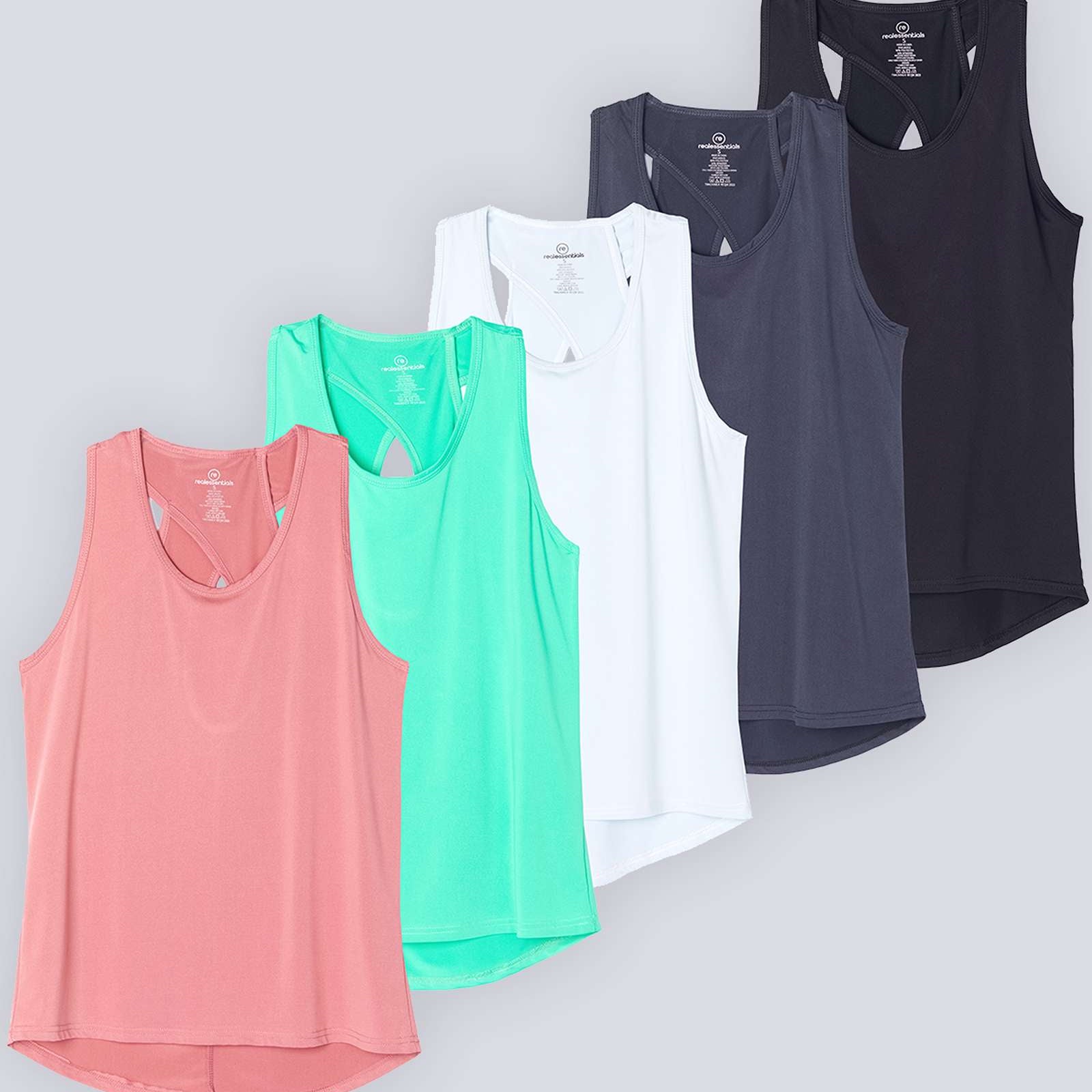 5 Pack: Women's Crossback Workout Tank Top
