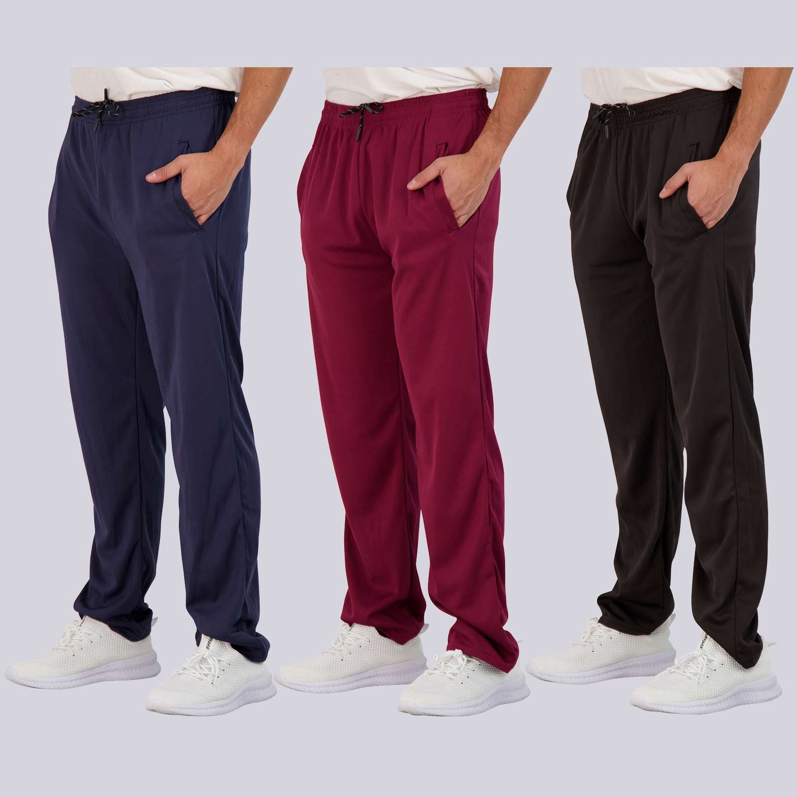 3 Pack: Mens Mesh Active Open Bottom Sweatpants