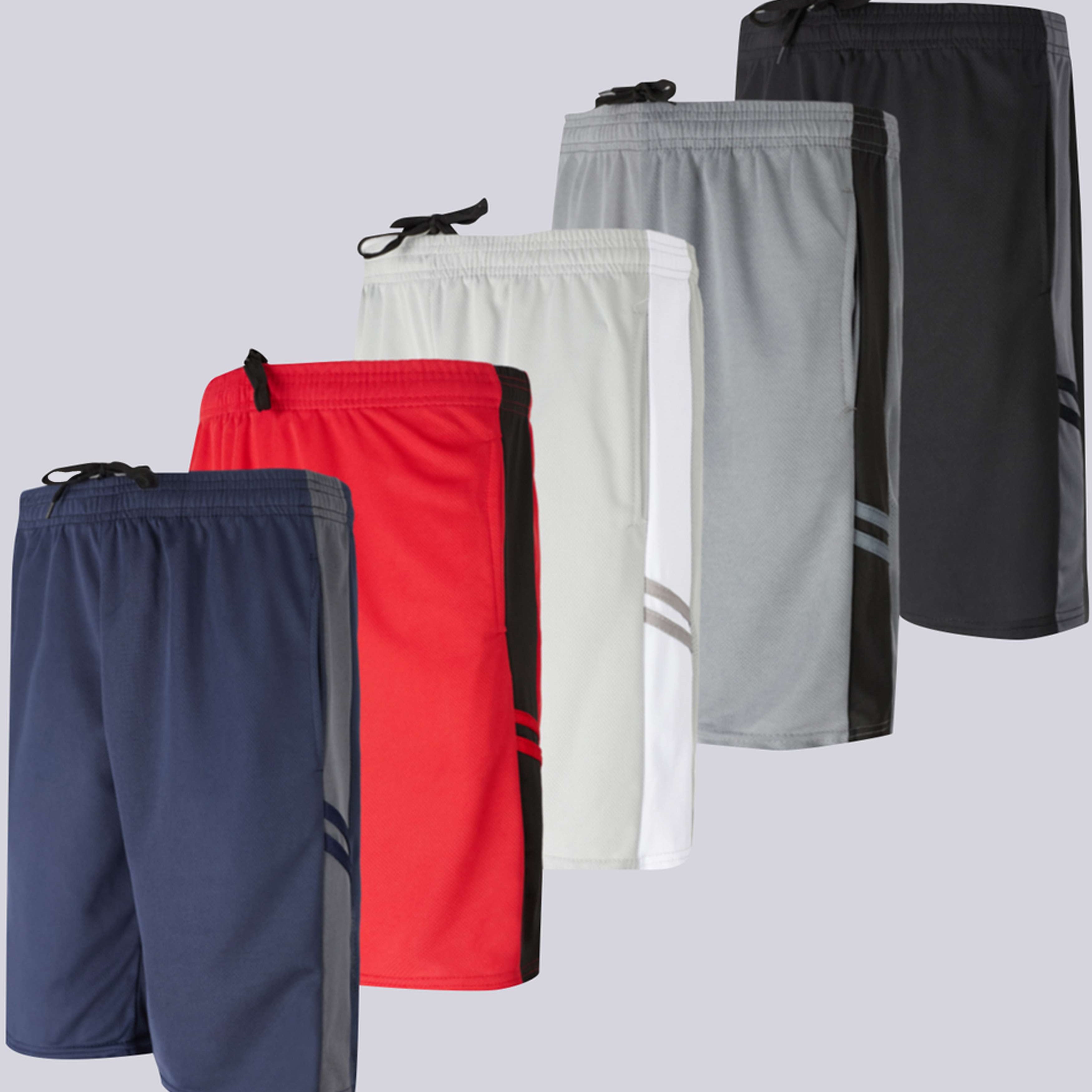5 Pack: Men's Mesh Athletic Gym Shorts