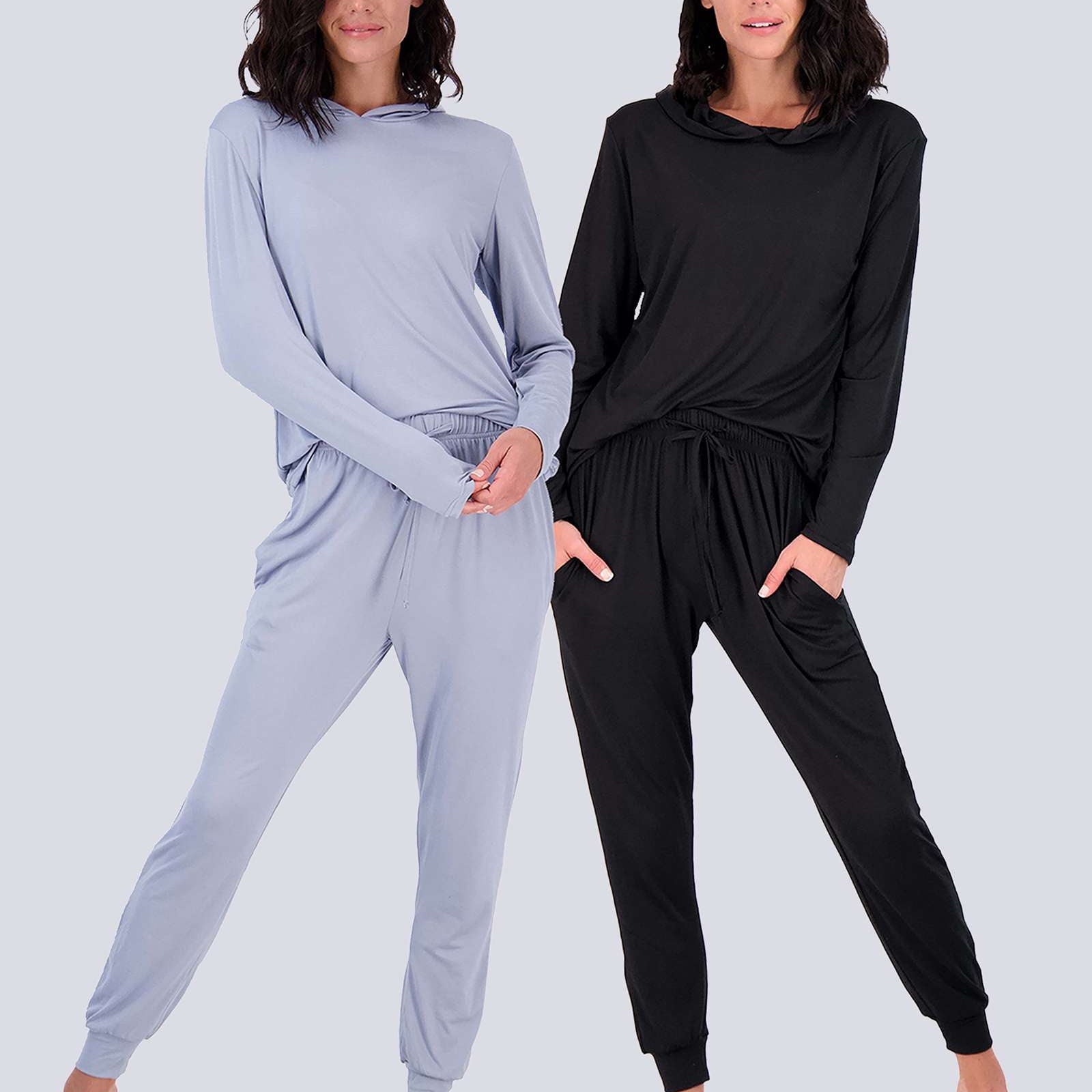 4 Piece: Womens Long Sleeve Henley & Jogger Lounge Pajama Set
