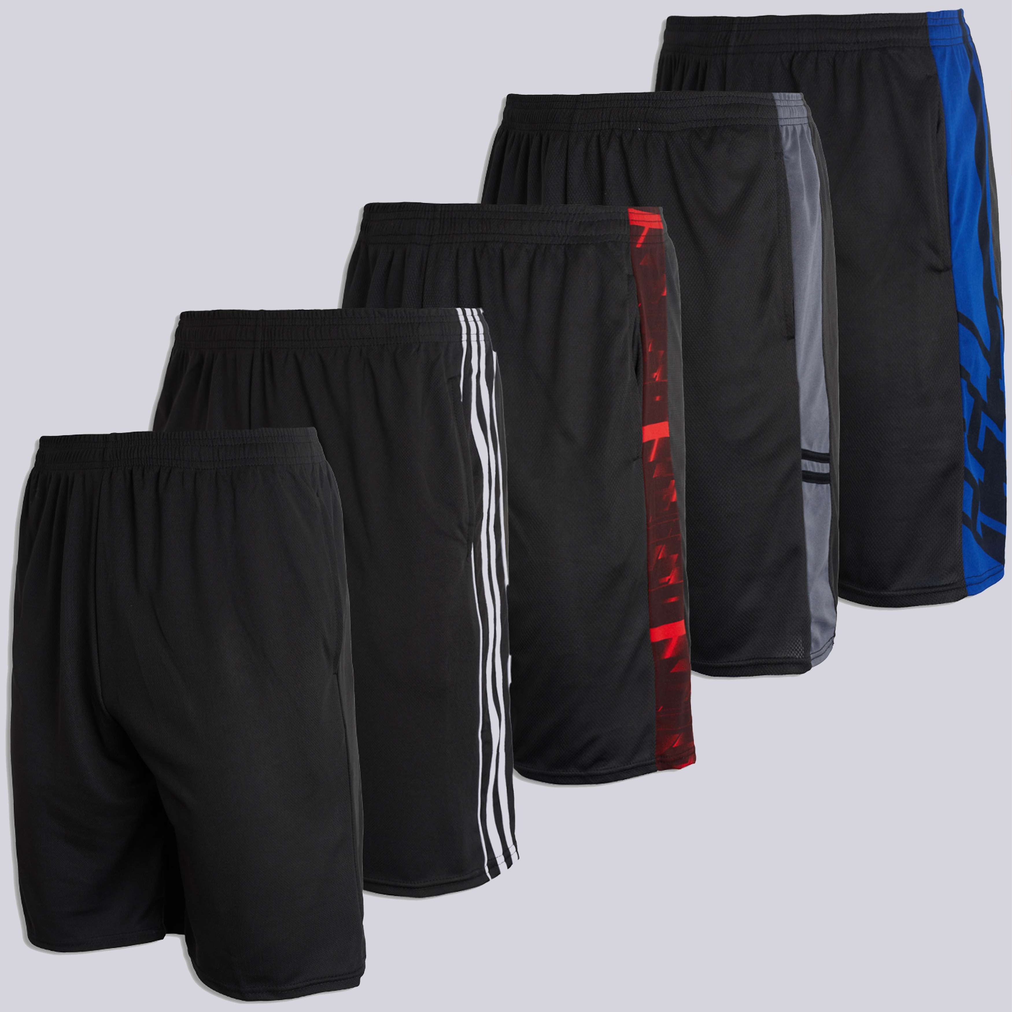 5 Pack: Men's Mesh Athletic Gym Shorts