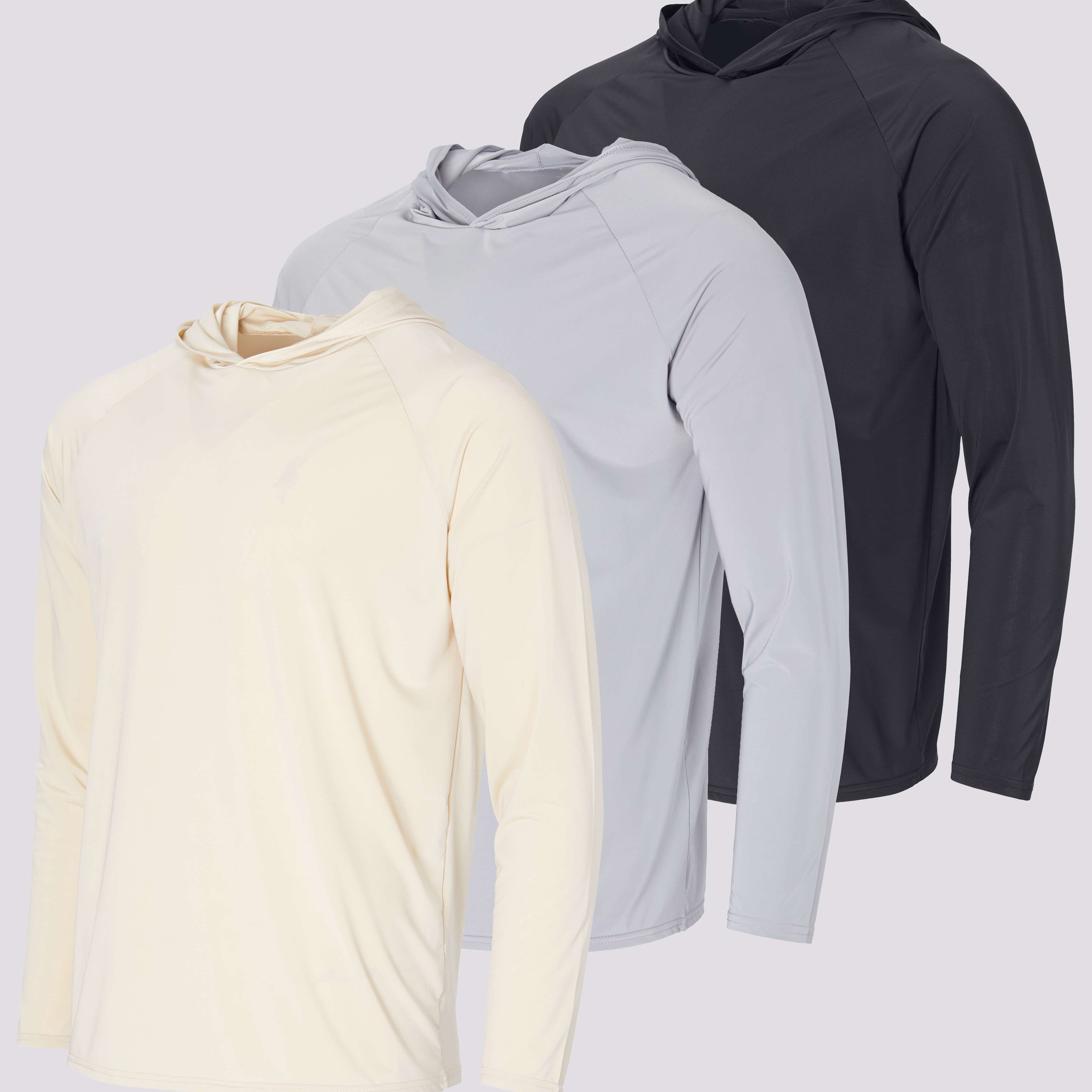 3 Pack: Men's Rash Guard Hoodie (Available In Big & Tall)