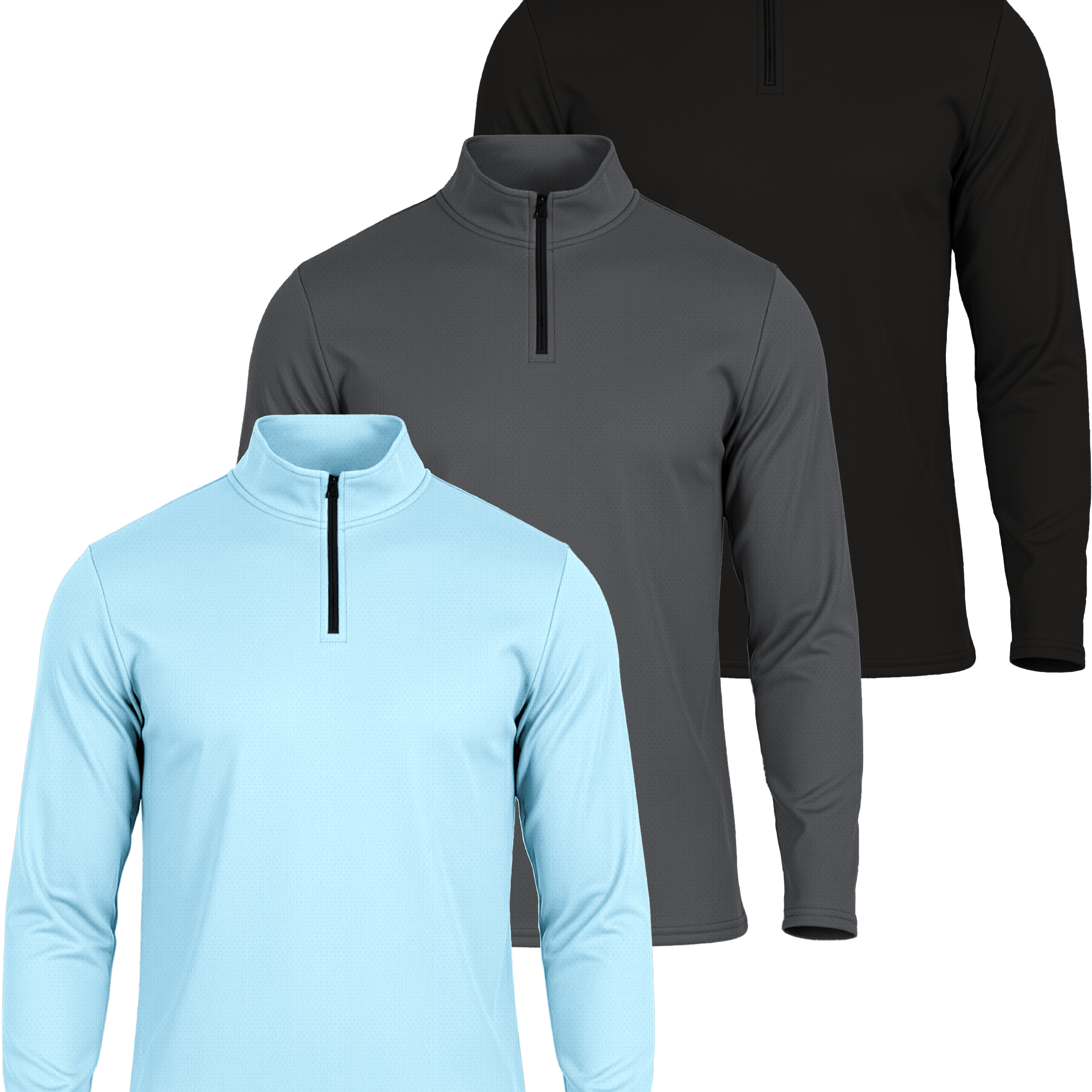3 Pack: Mens Mesh Active Quarter Zip Pullover