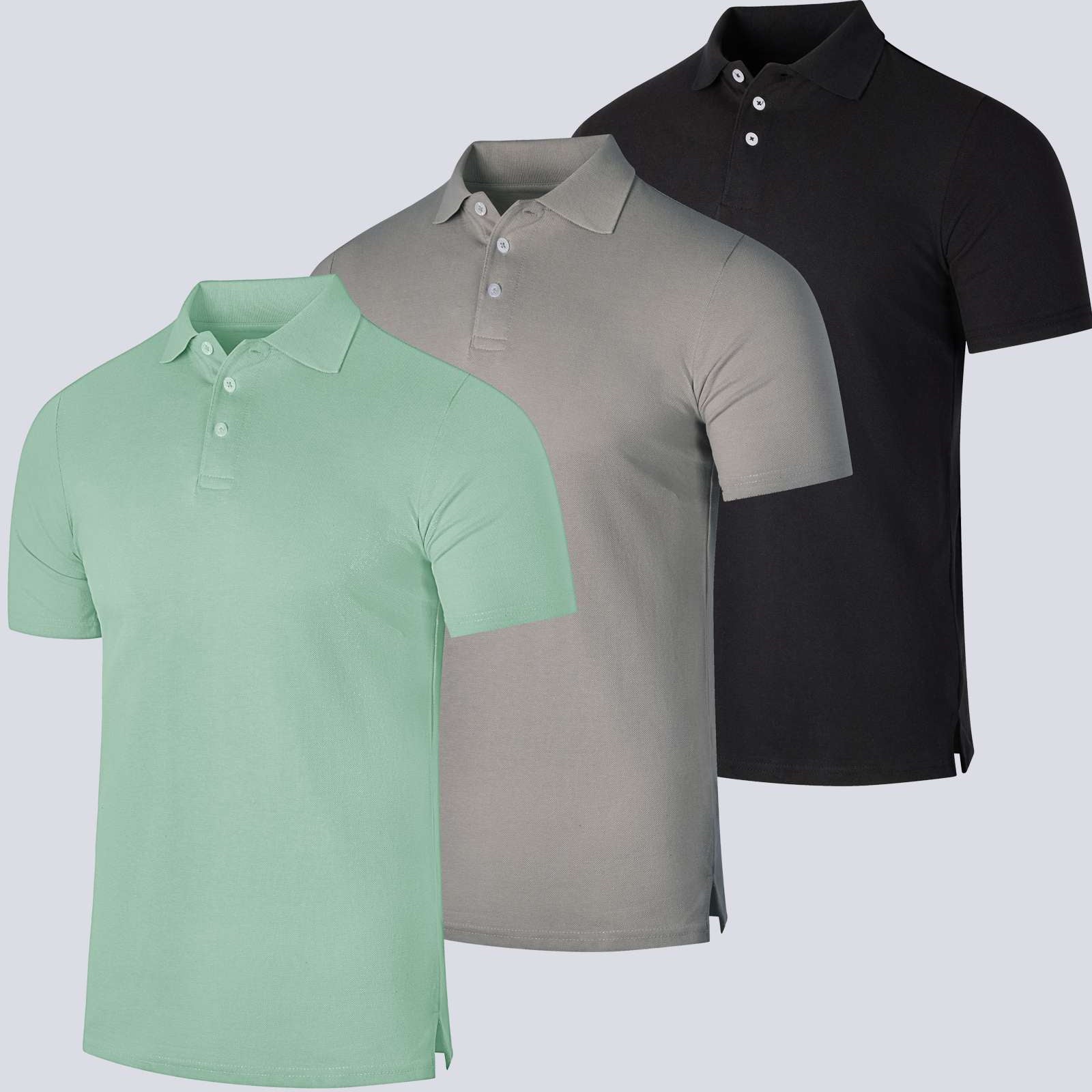 3 Pack: Mens Cotton Pique Short Sleeve Polo Shirt