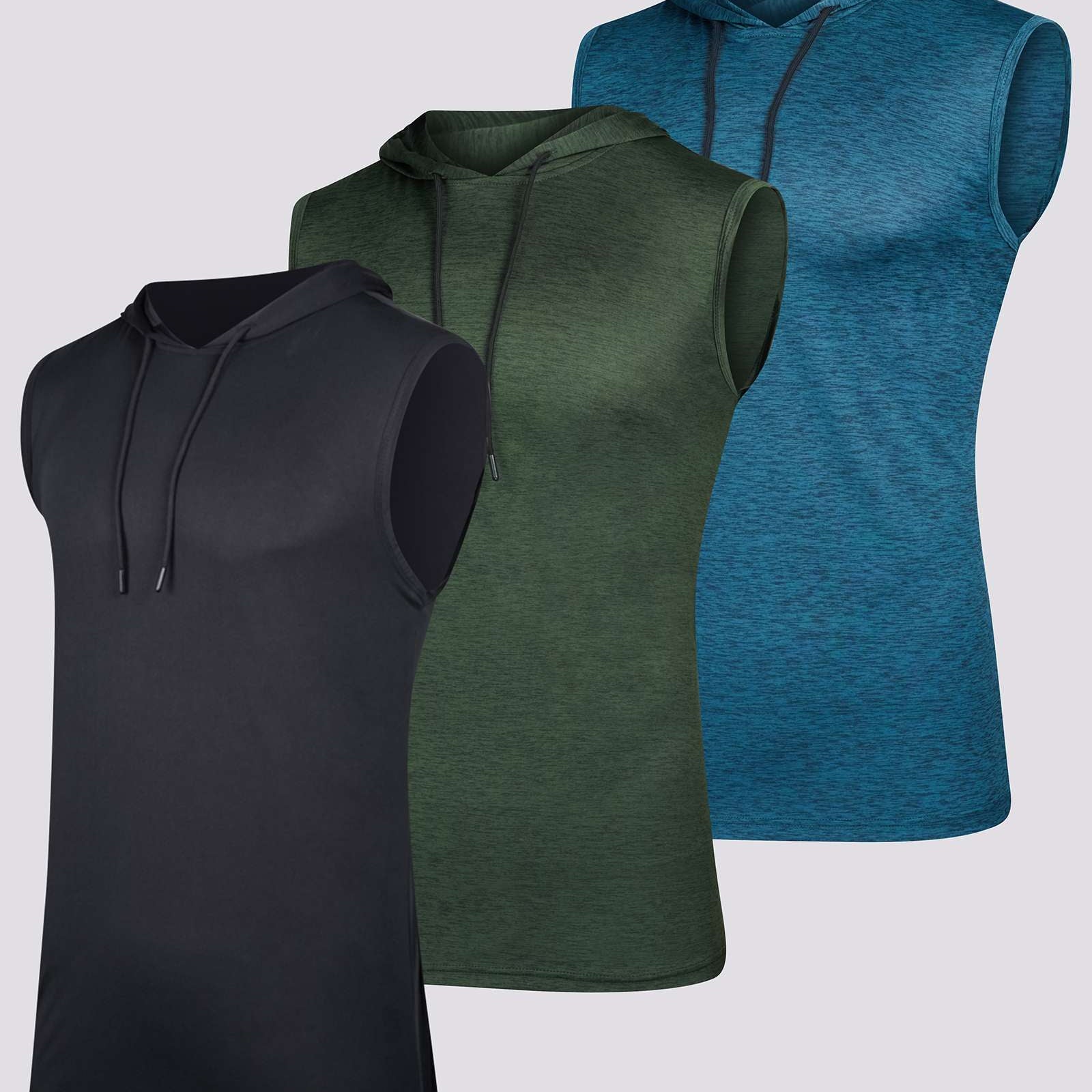 3 Pack: Men’s Dry-Fit Active Tank Top Hoodie