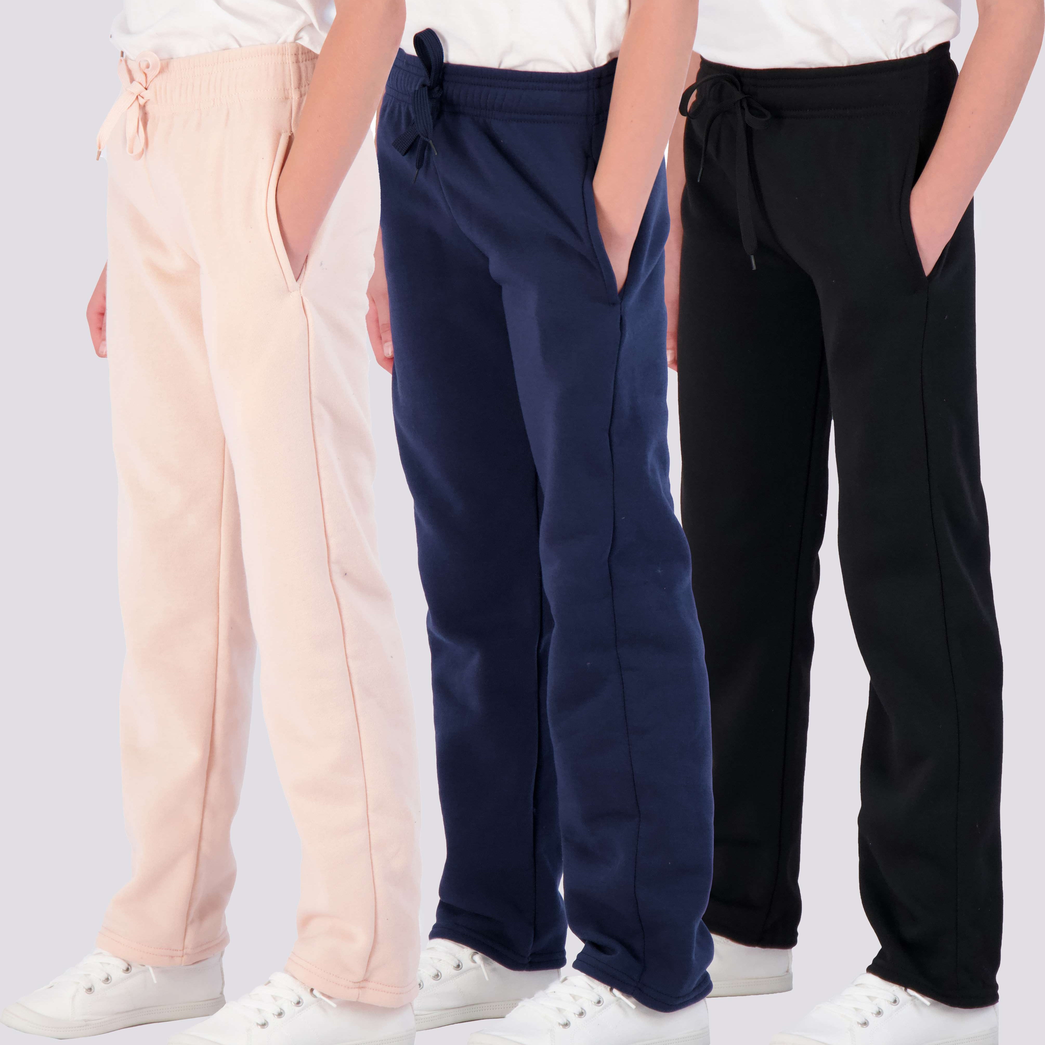 3 Pack: Girls Fleece Open Bottom Sweatpants