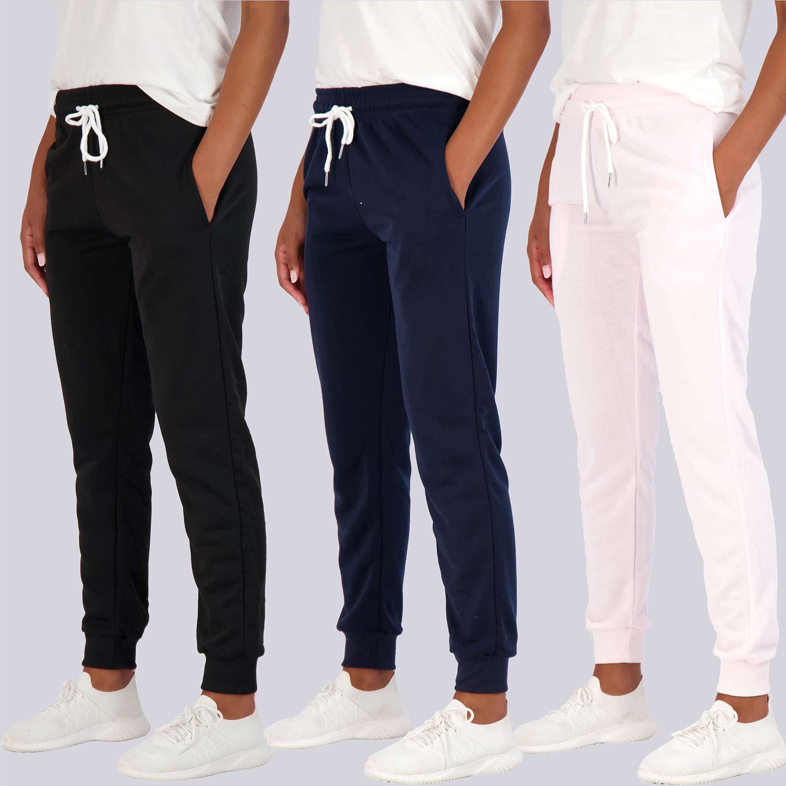 3 Pack: Womens French Terry Lounge Jogger Sweatpants