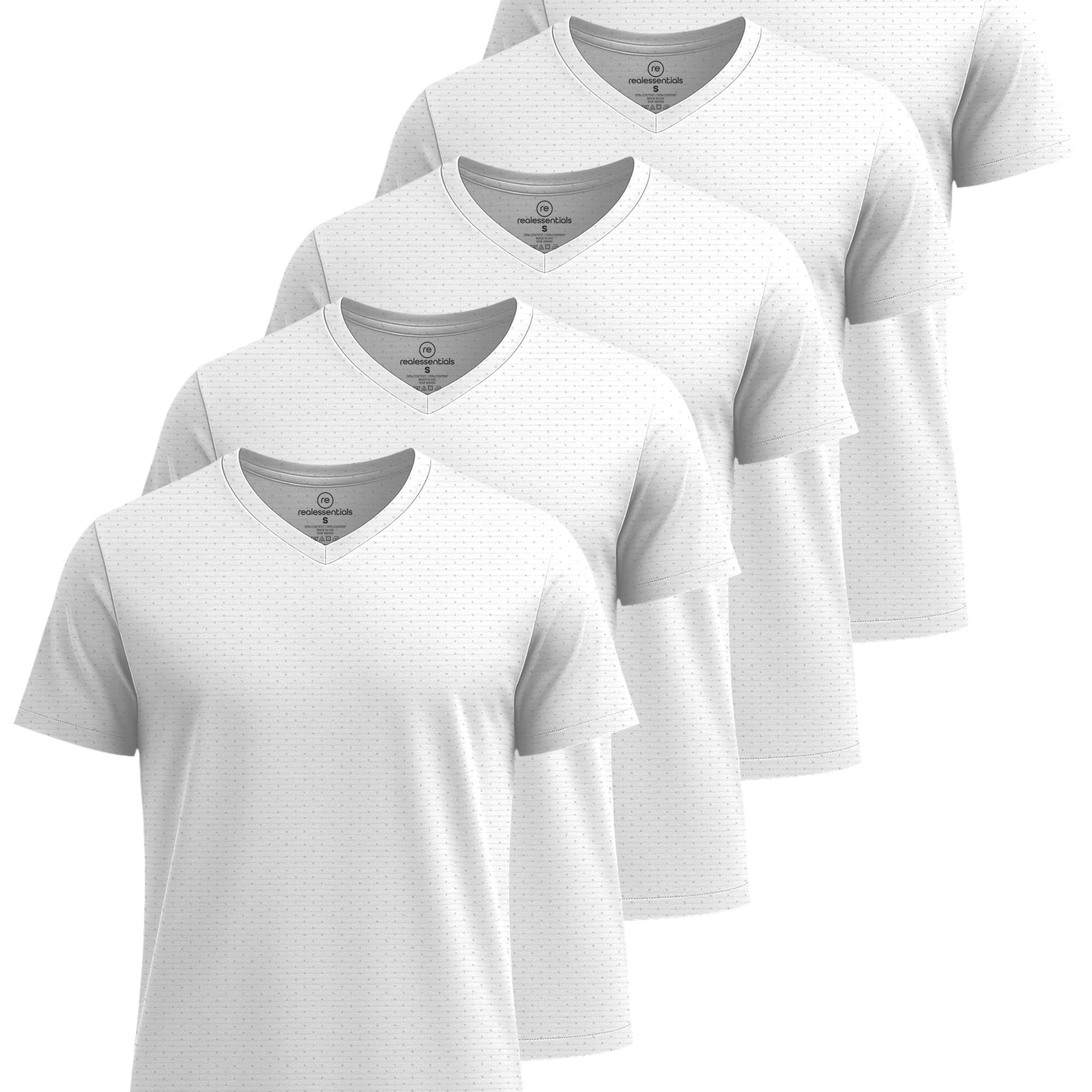 Real Essentials 5 Pack: Men's Breeze Tech V-Neck Dry Fit T-Shirts Moisture Wicking Athletic Workout & Gym Shirts (Big &Tall)