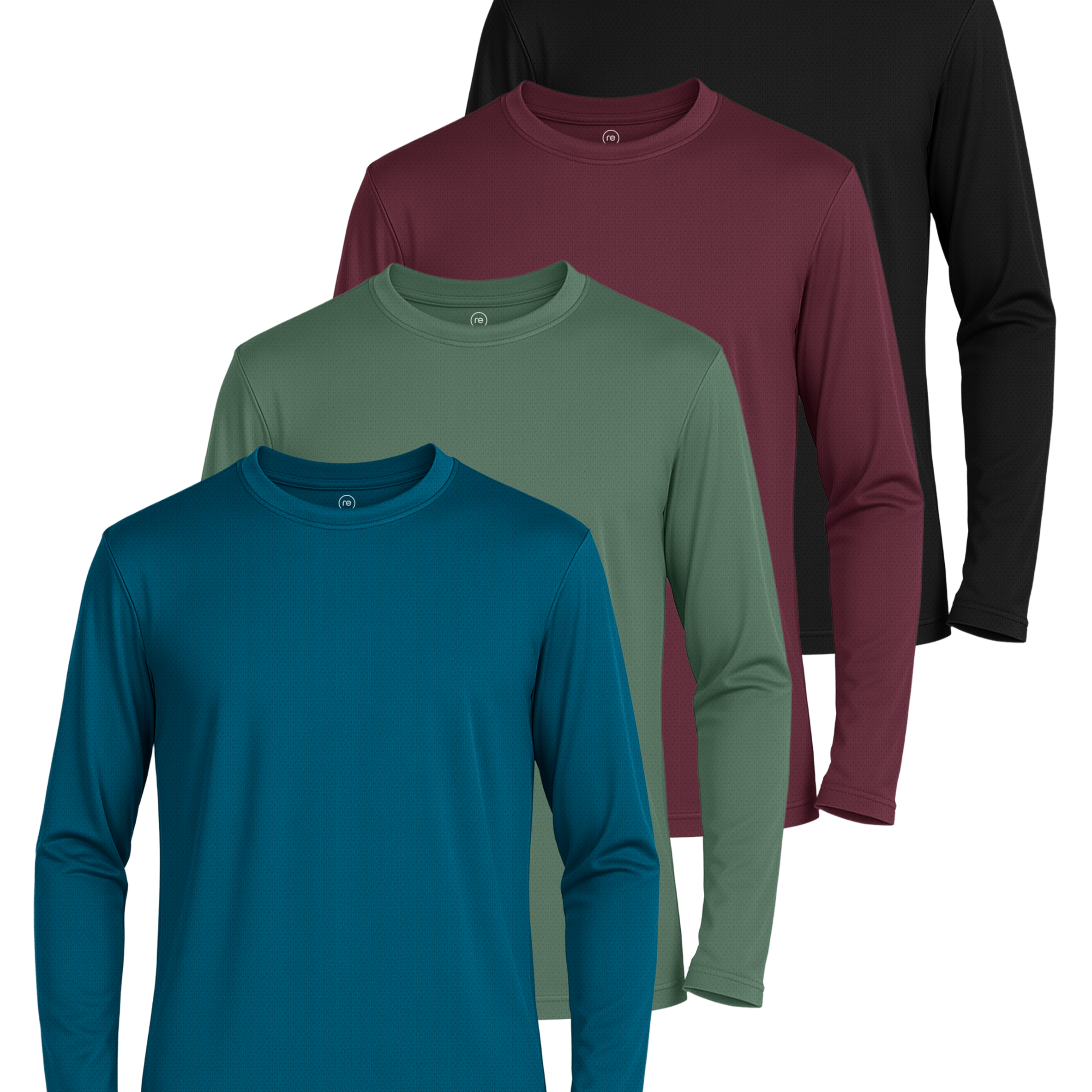 Real Essentials 4 Pack: Boys' Mesh Long Sleeve Athletic T-Shirt - Kids Teens Youth Active Tees Running Tops (Ages 4-18)