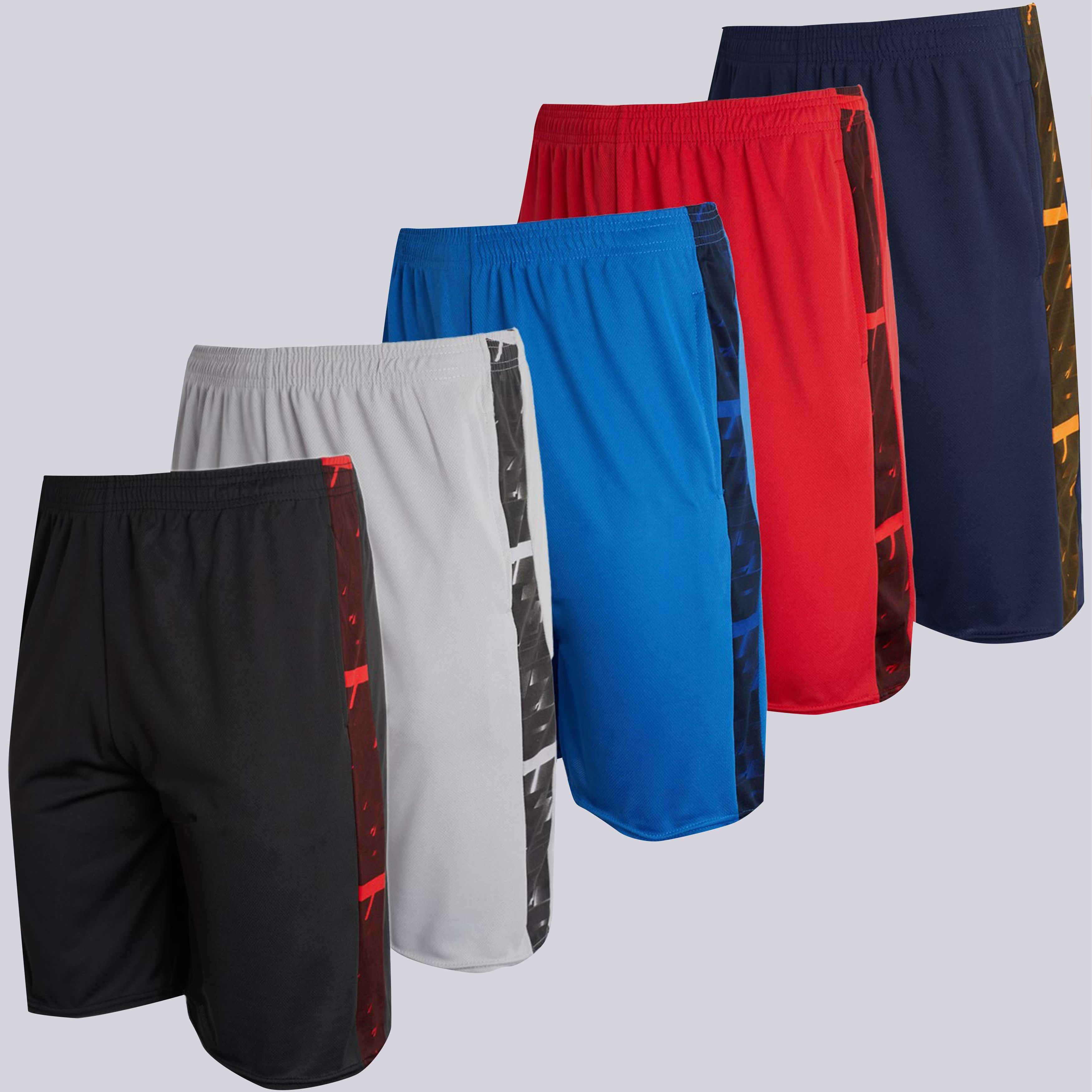 5 Pack: Men's Mesh Athletic Gym Shorts